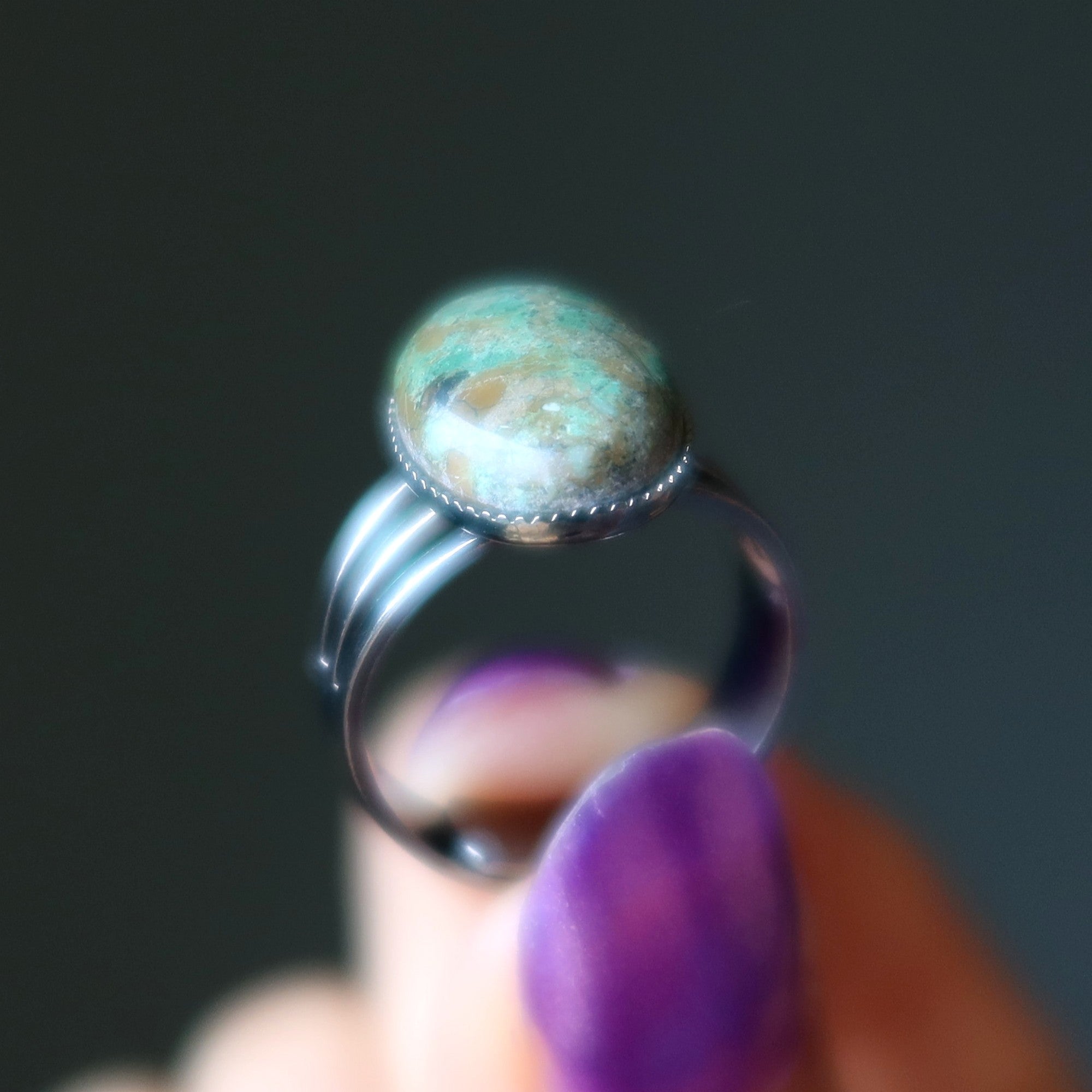 Chrysocolla Ring Getaway Gunmetal Adjustable