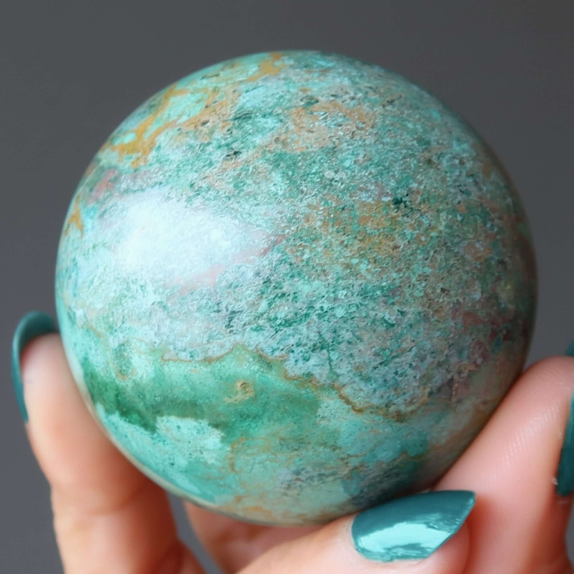 Sphère de Chrysocolle Boule de Cristal Connexion à la Terre