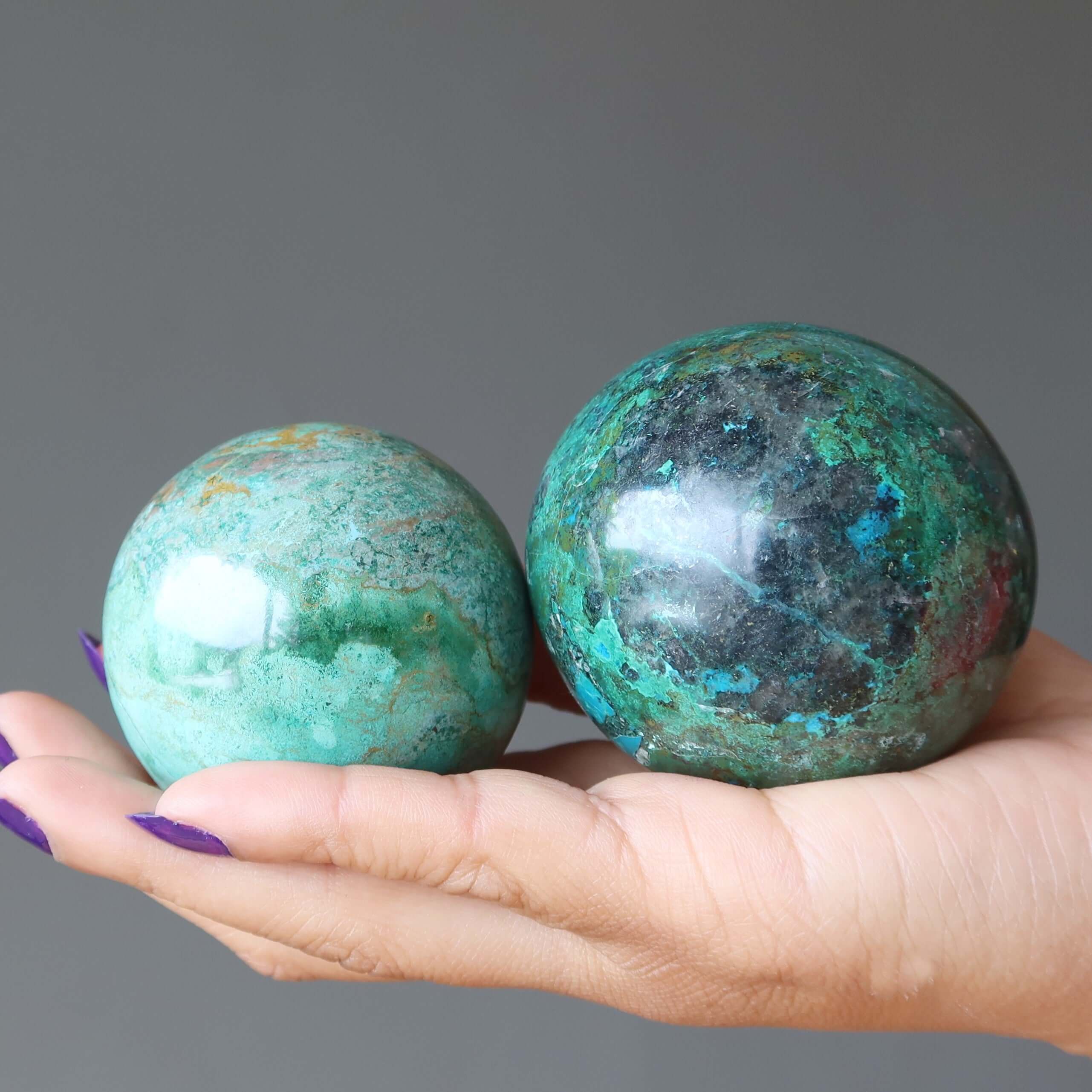 Sphère de Chrysocolle Boule de Cristal Connexion à la Terre