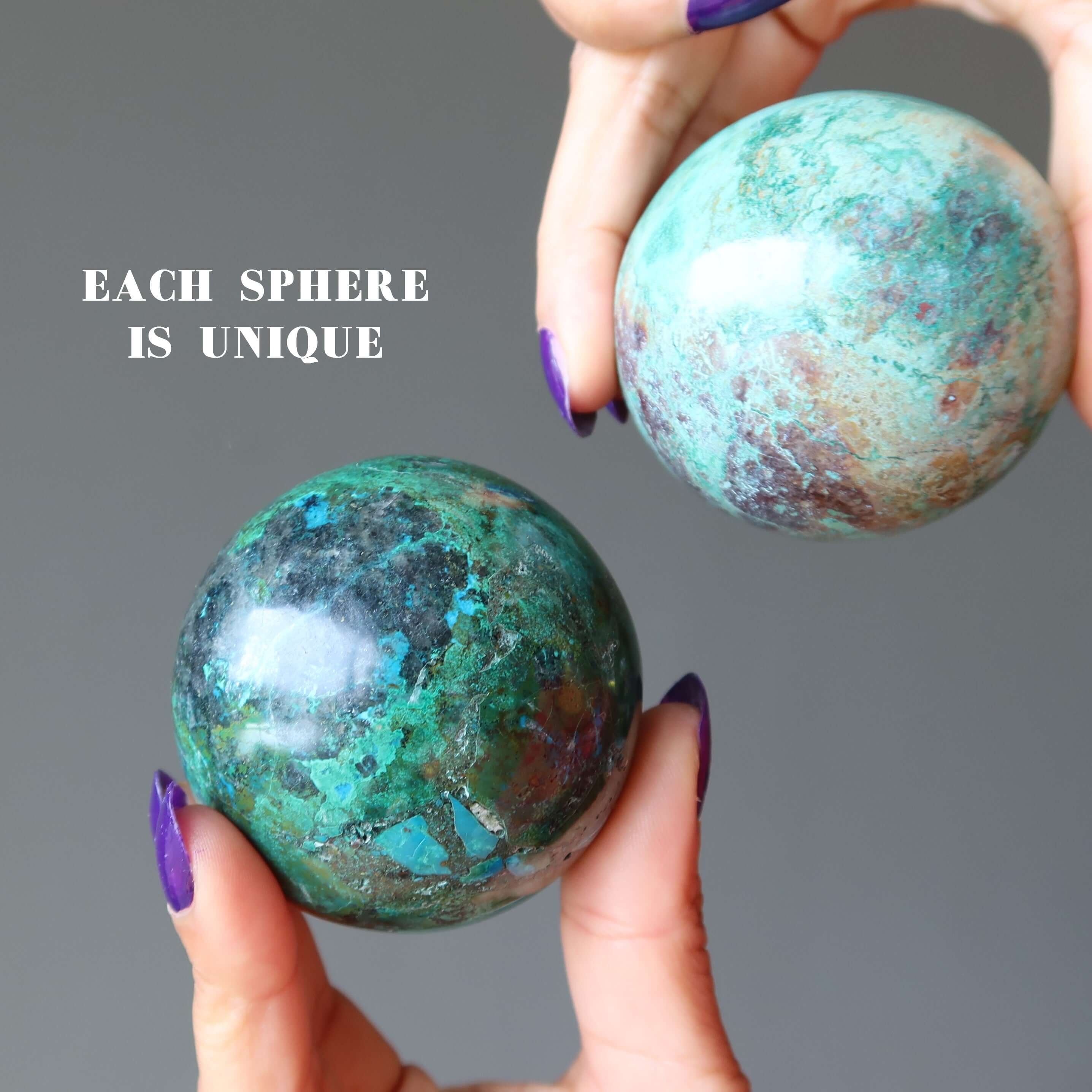 Sphère de Chrysocolle Boule de Cristal Connexion à la Terre