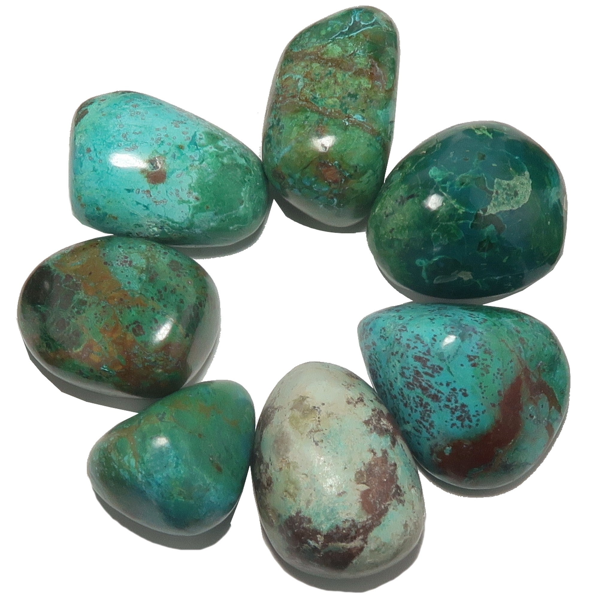 Chrysokoll Trommelstein Bonbon Blaugrün