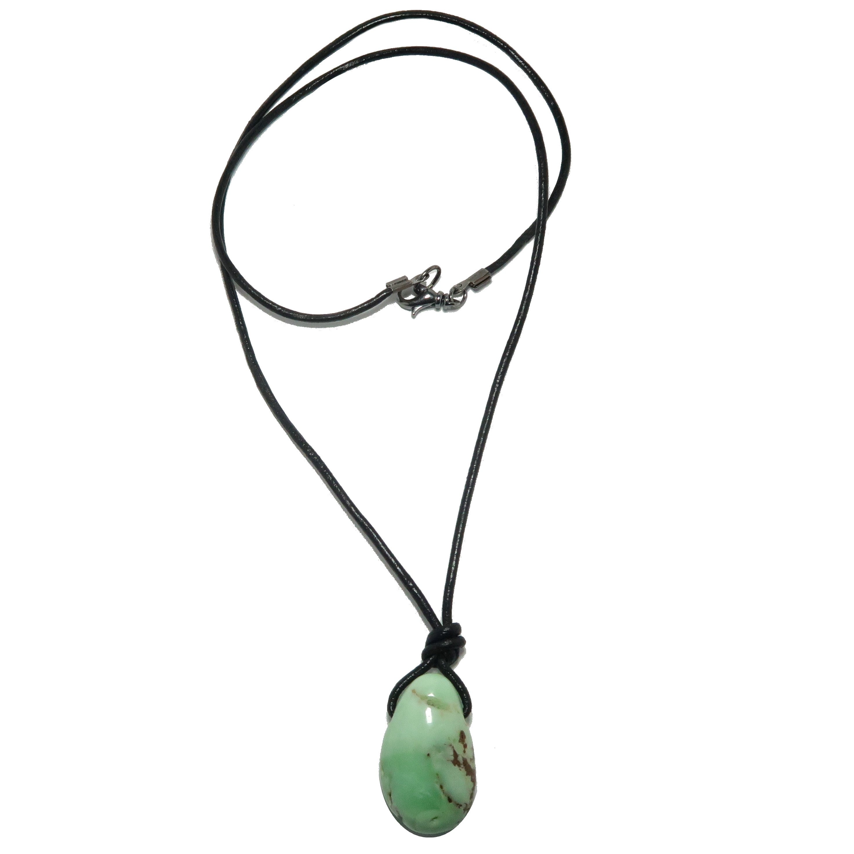 Chrysoprase Necklace Prayers and Praises Leather