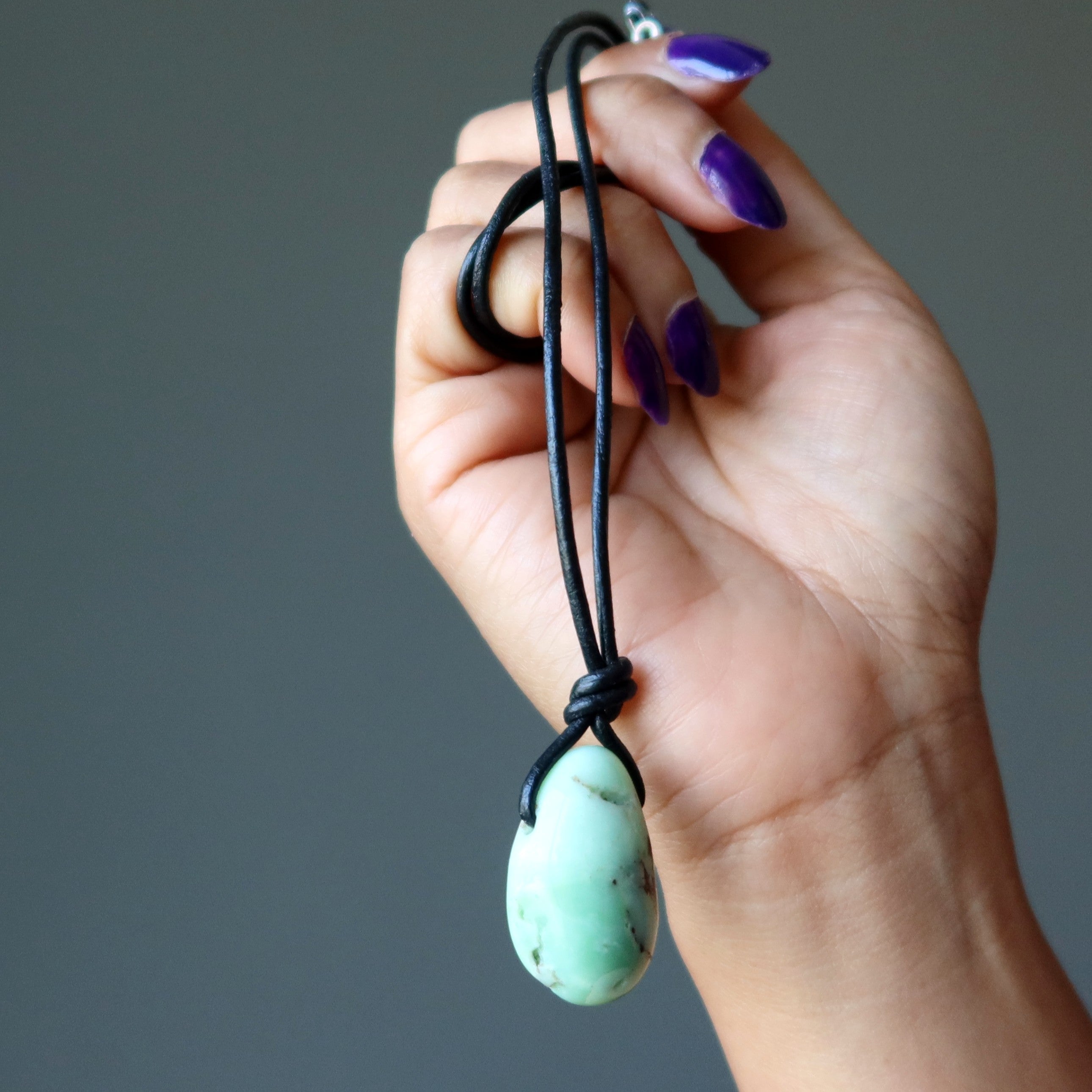 Chrysoprase Necklace Prayers and Praises Leather