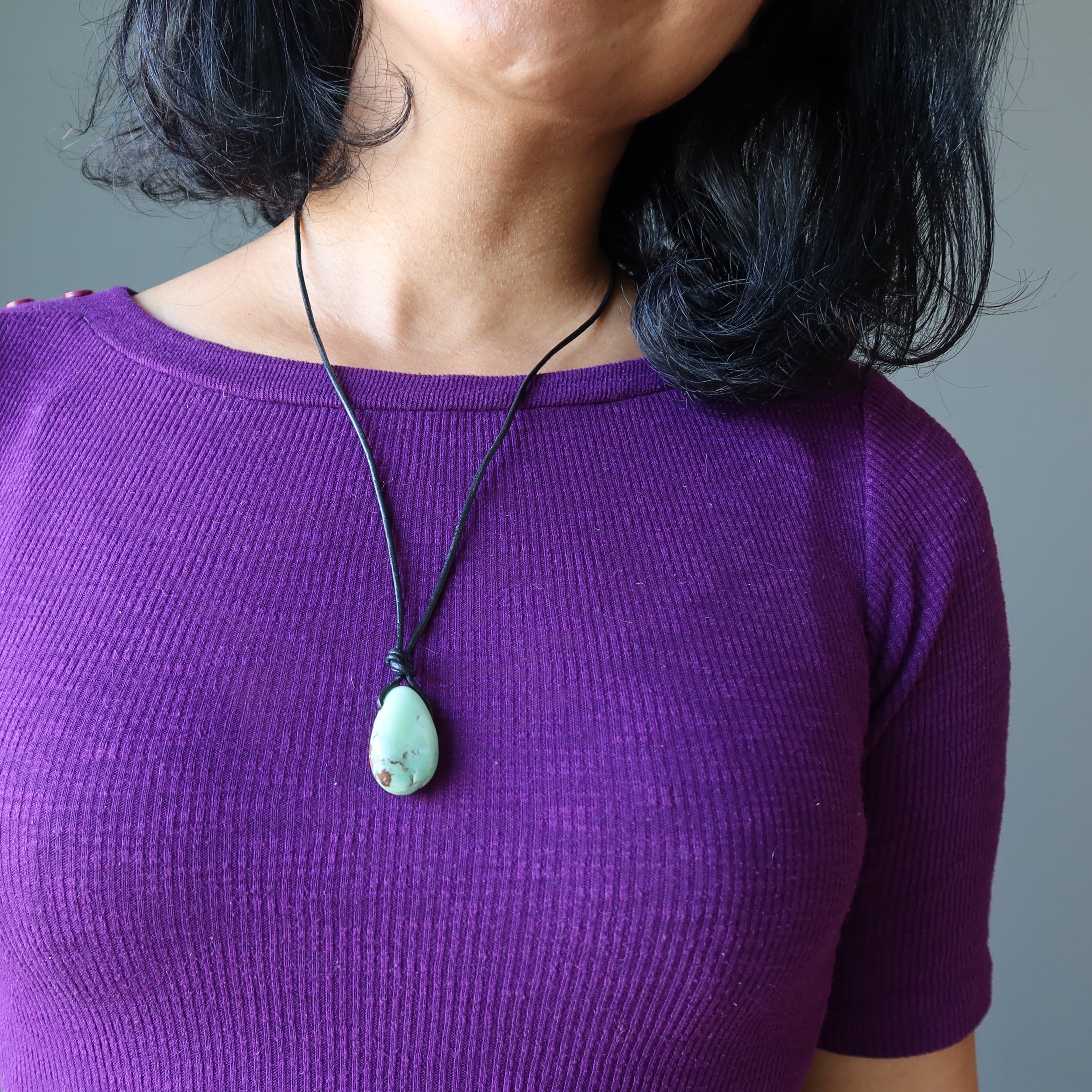 Chrysoprase Necklace Prayers and Praises Leather