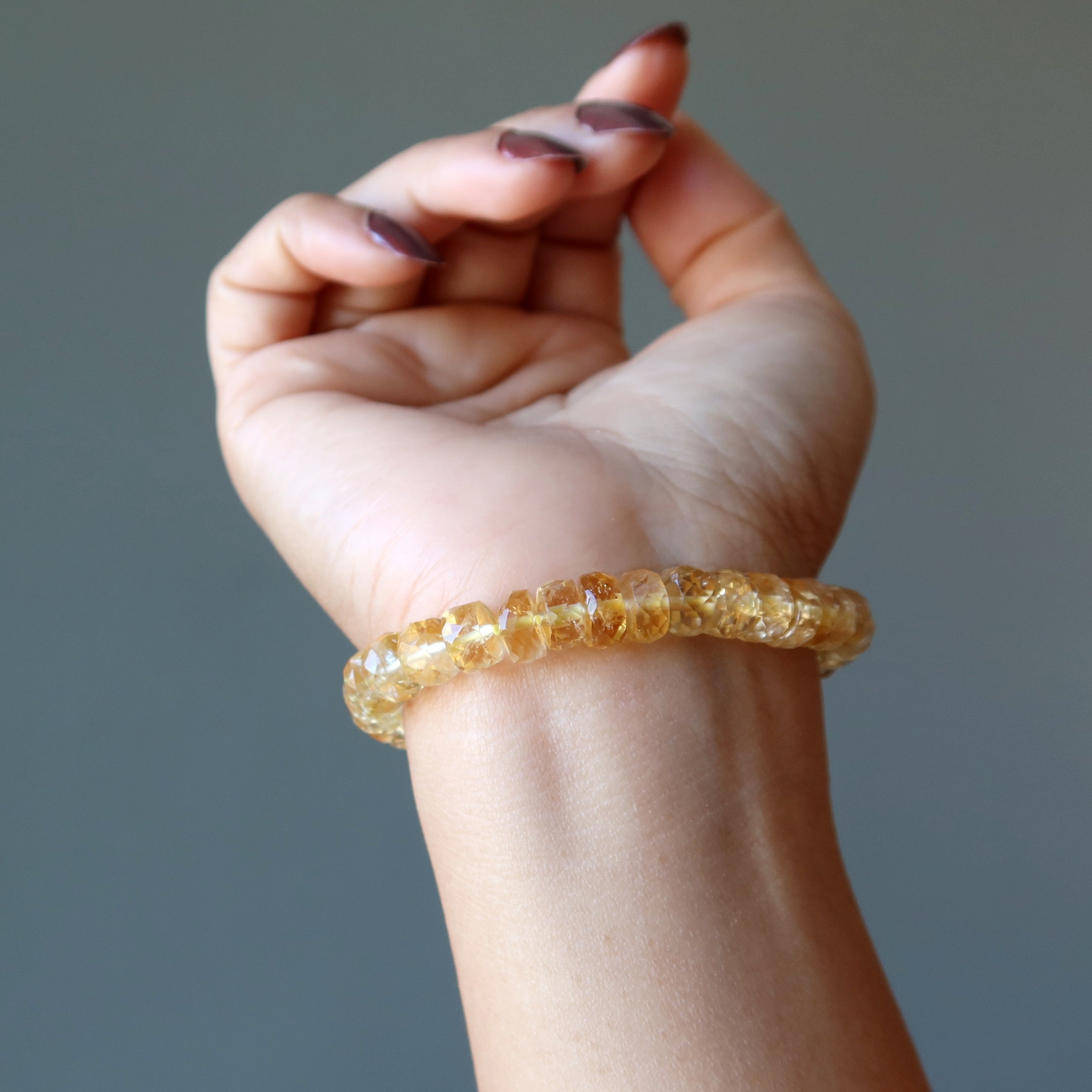 Bracelet en Citrine Pierre Jaune Facettée Porte-bonheur