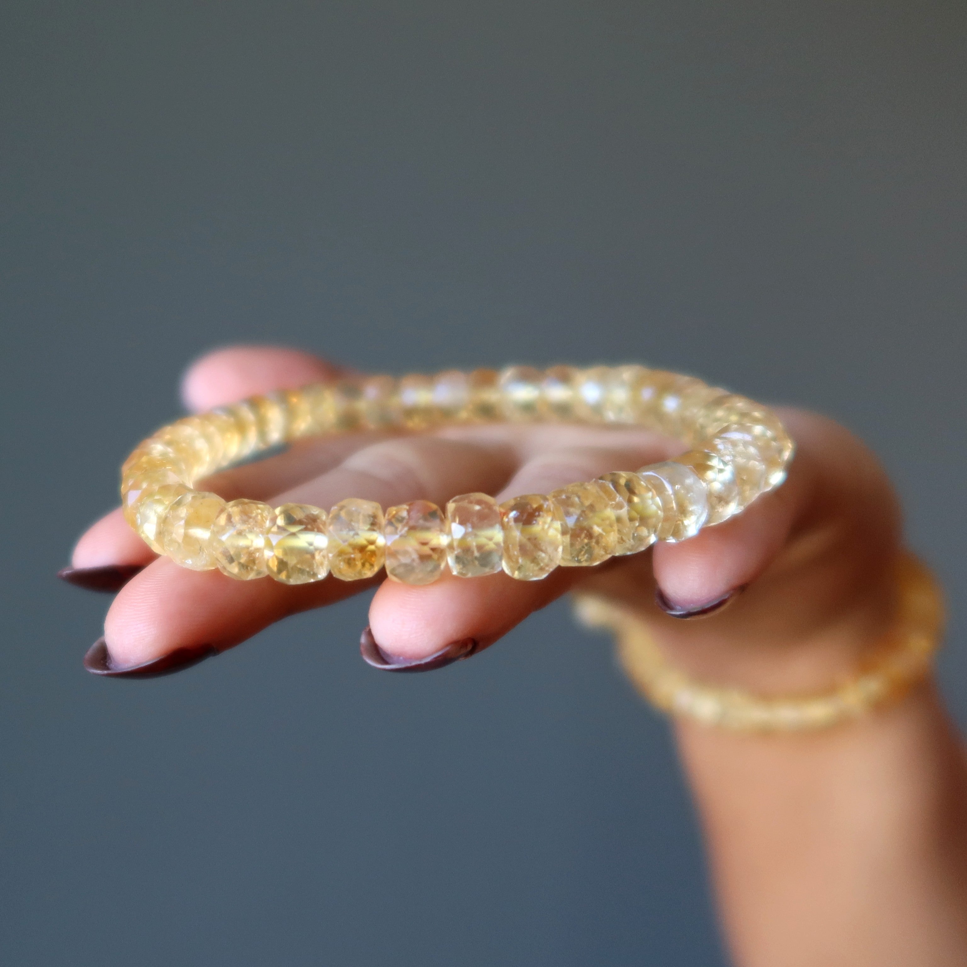 Bracelet en Citrine Pierre Jaune Facettée Porte-bonheur
