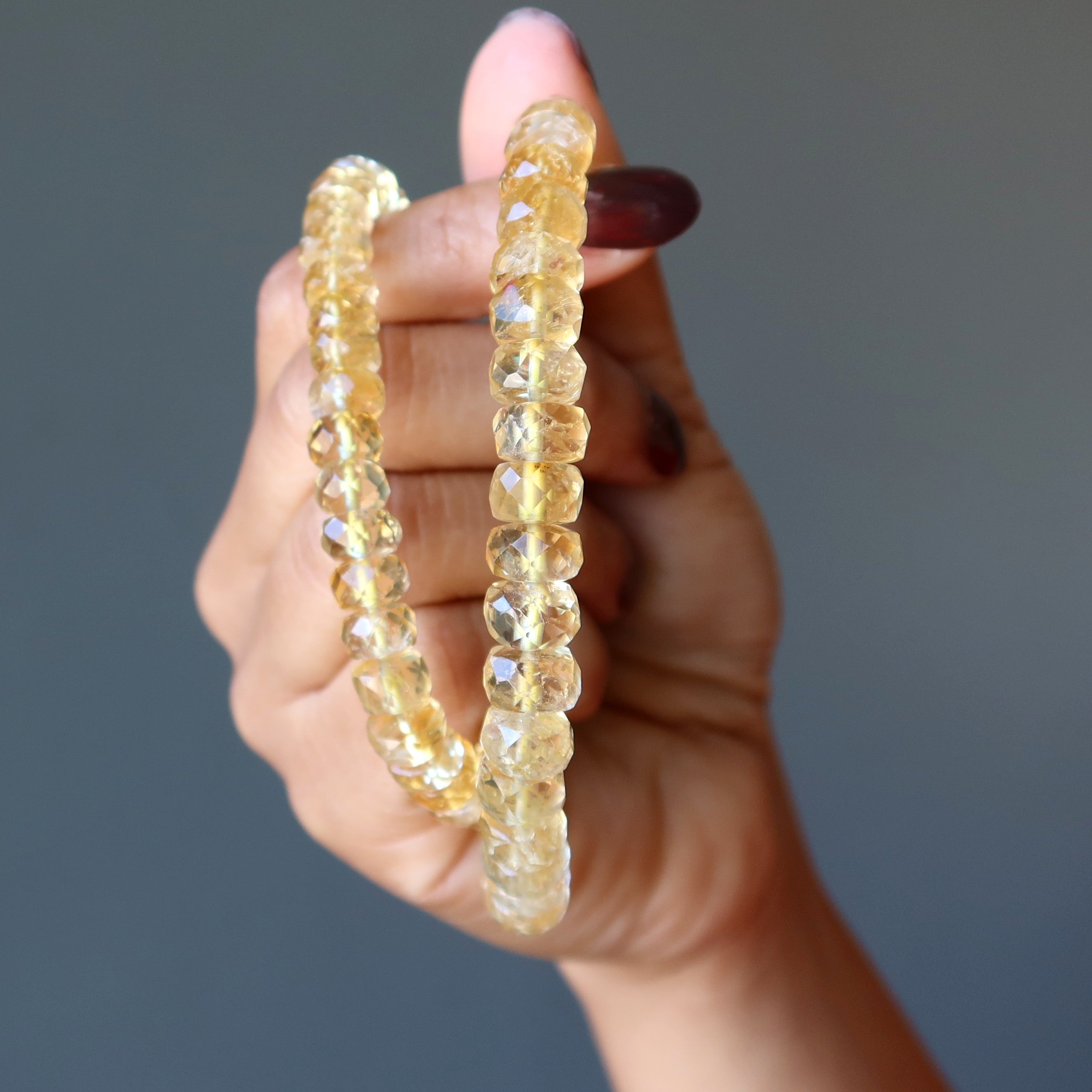 Bracelet en Citrine Pierre Jaune Facettée Porte-bonheur