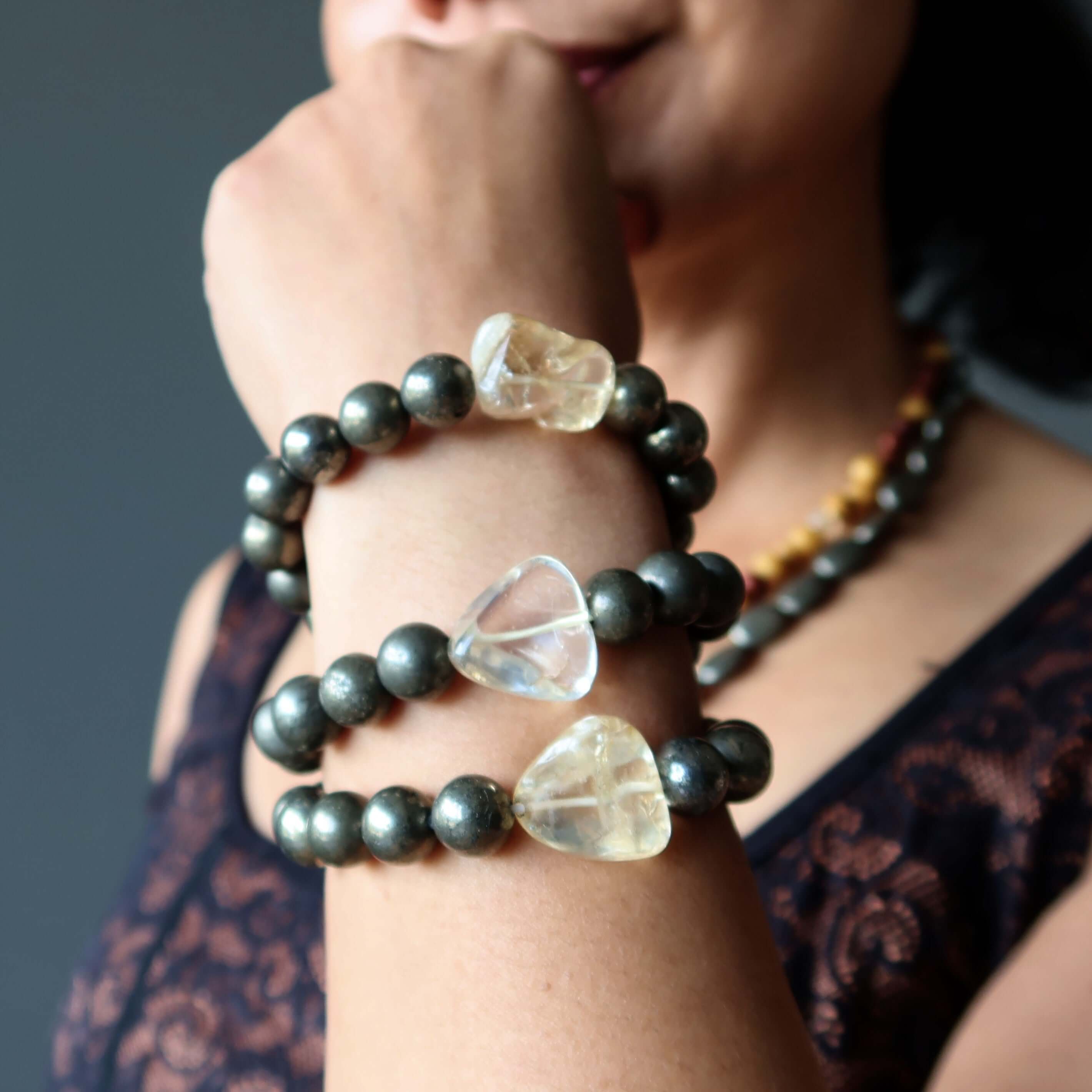 Pyrite Bracelet Citrine Gold Nugget Jackpot Stones