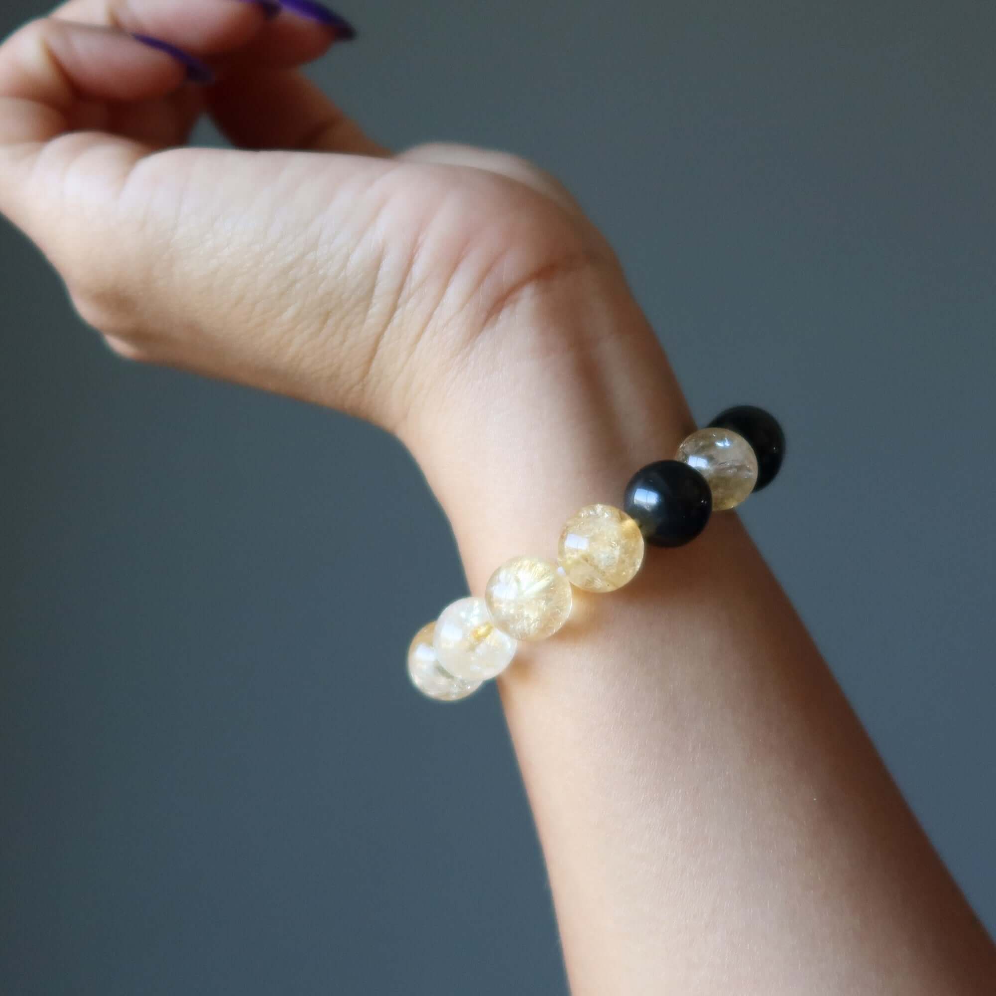 Citrine Bracelet & Rainbow Obsidian Beads Success Protection