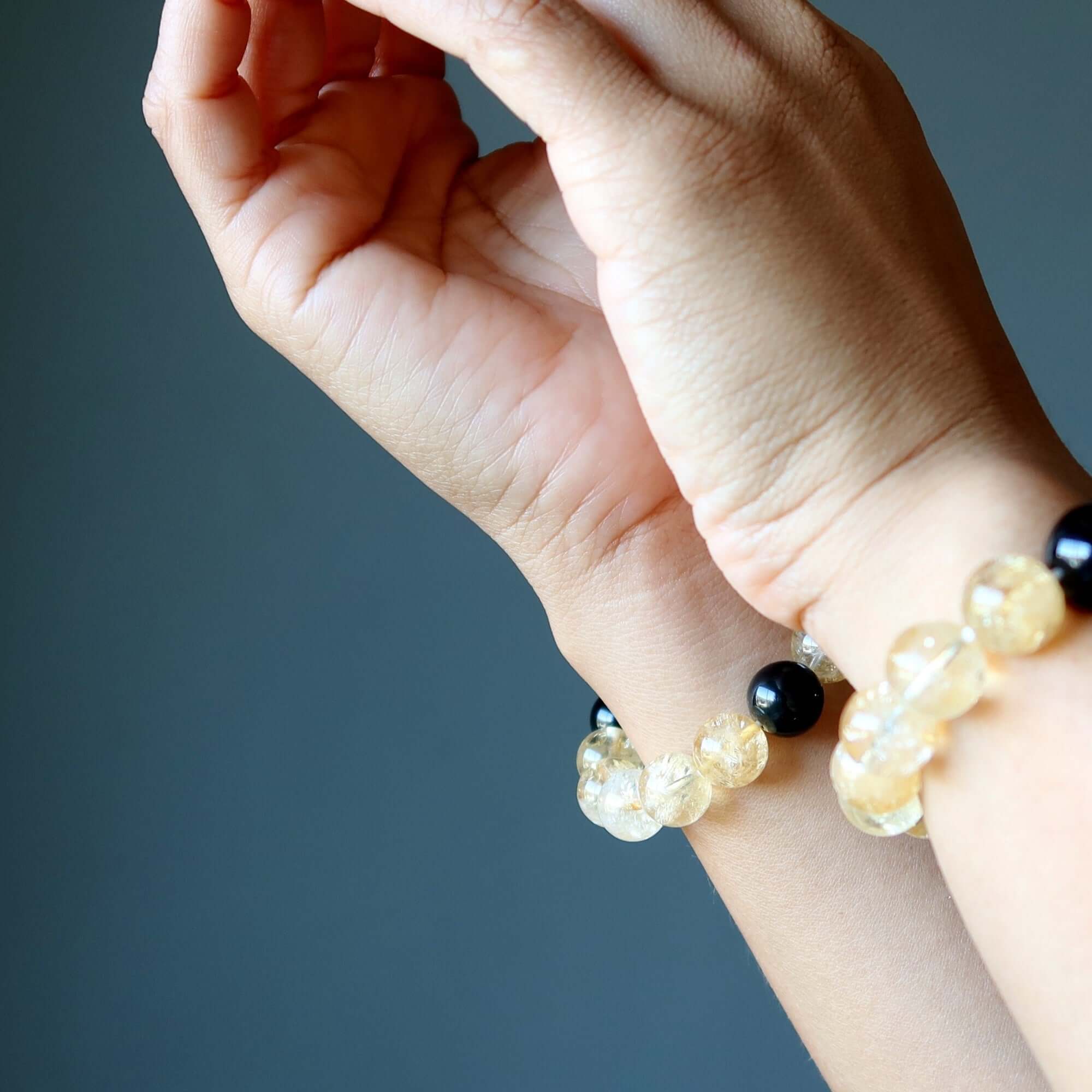 Citrine Bracelet & Rainbow Obsidian Beads Success Protection