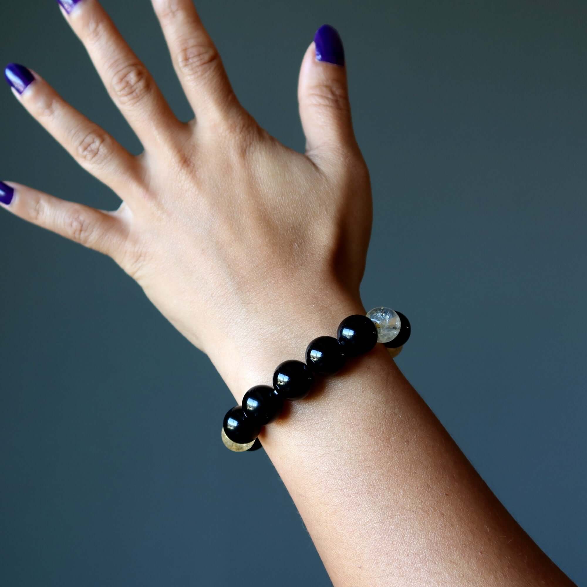 Citrine Bracelet & Rainbow Obsidian Beads Success Protection