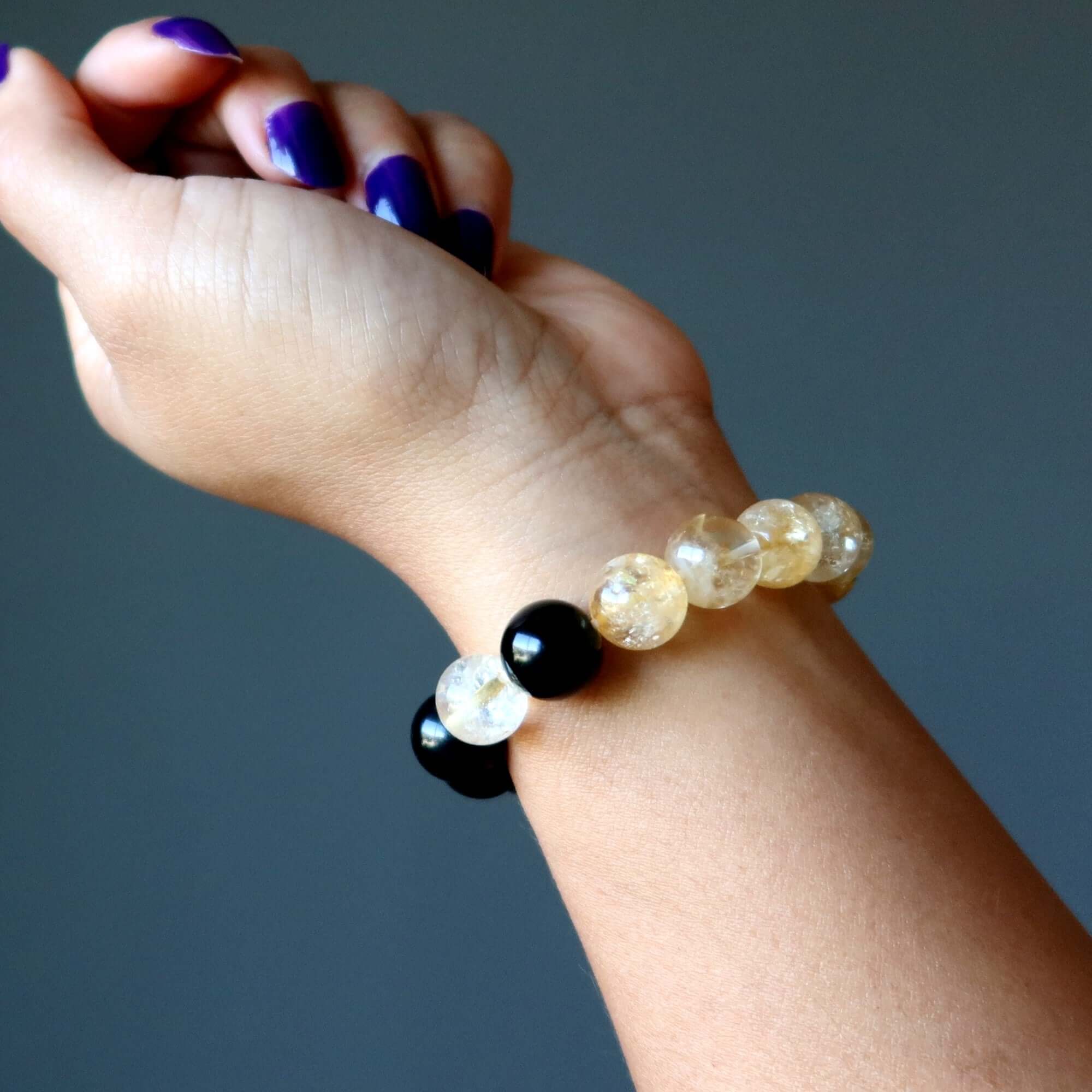 Citrine Bracelet & Rainbow Obsidian Beads Success Protection