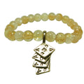 Citrine Bracelet Four Aces Lucky Charm Yellow Crystal Beads