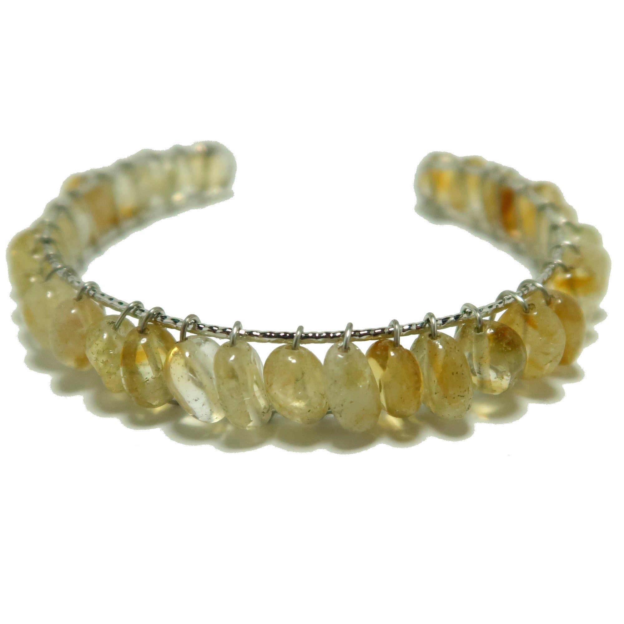 Bracelet Citrine Jonc Or 18K Prospérité Pierre Précieuse Ajustable