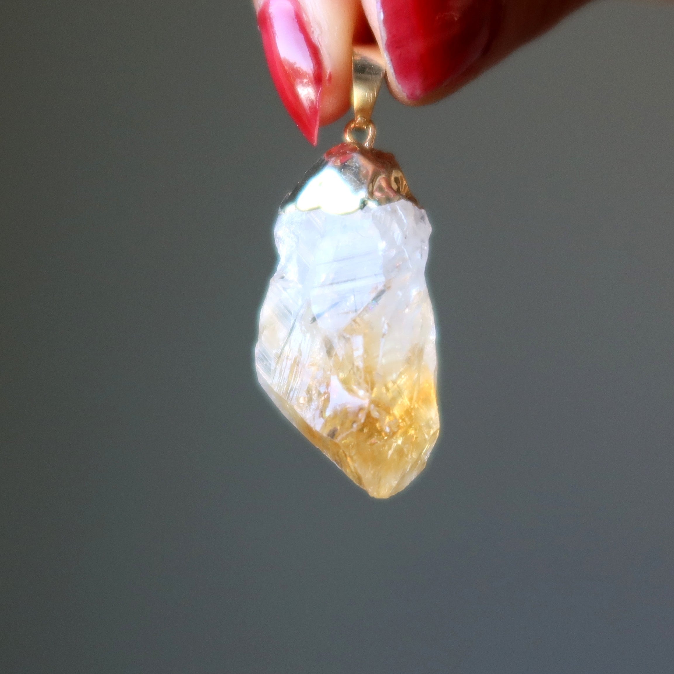Citrine Necklace Prosperity Raw Gemstone Gold