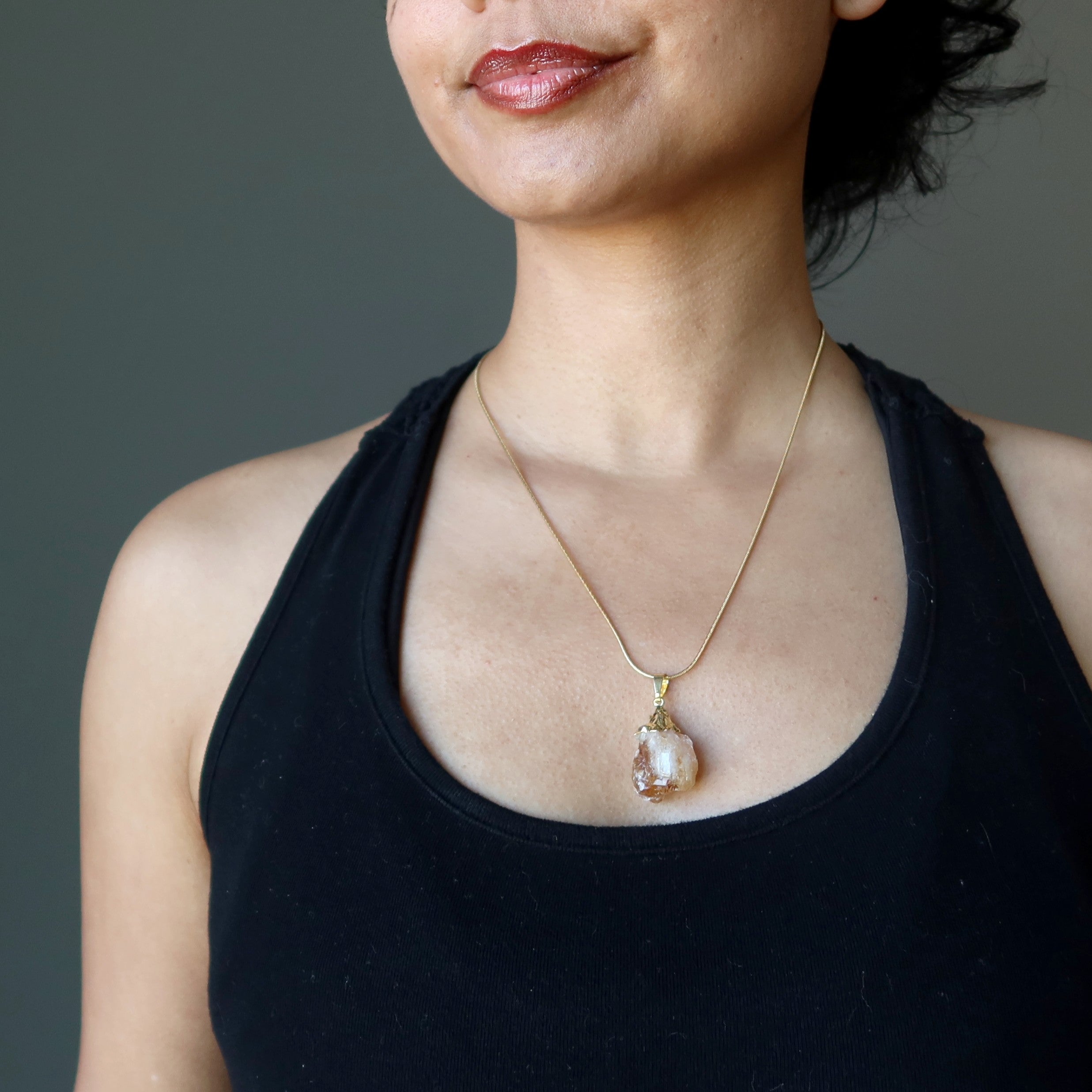 Citrine Necklace Prosperity Raw Gemstone Gold