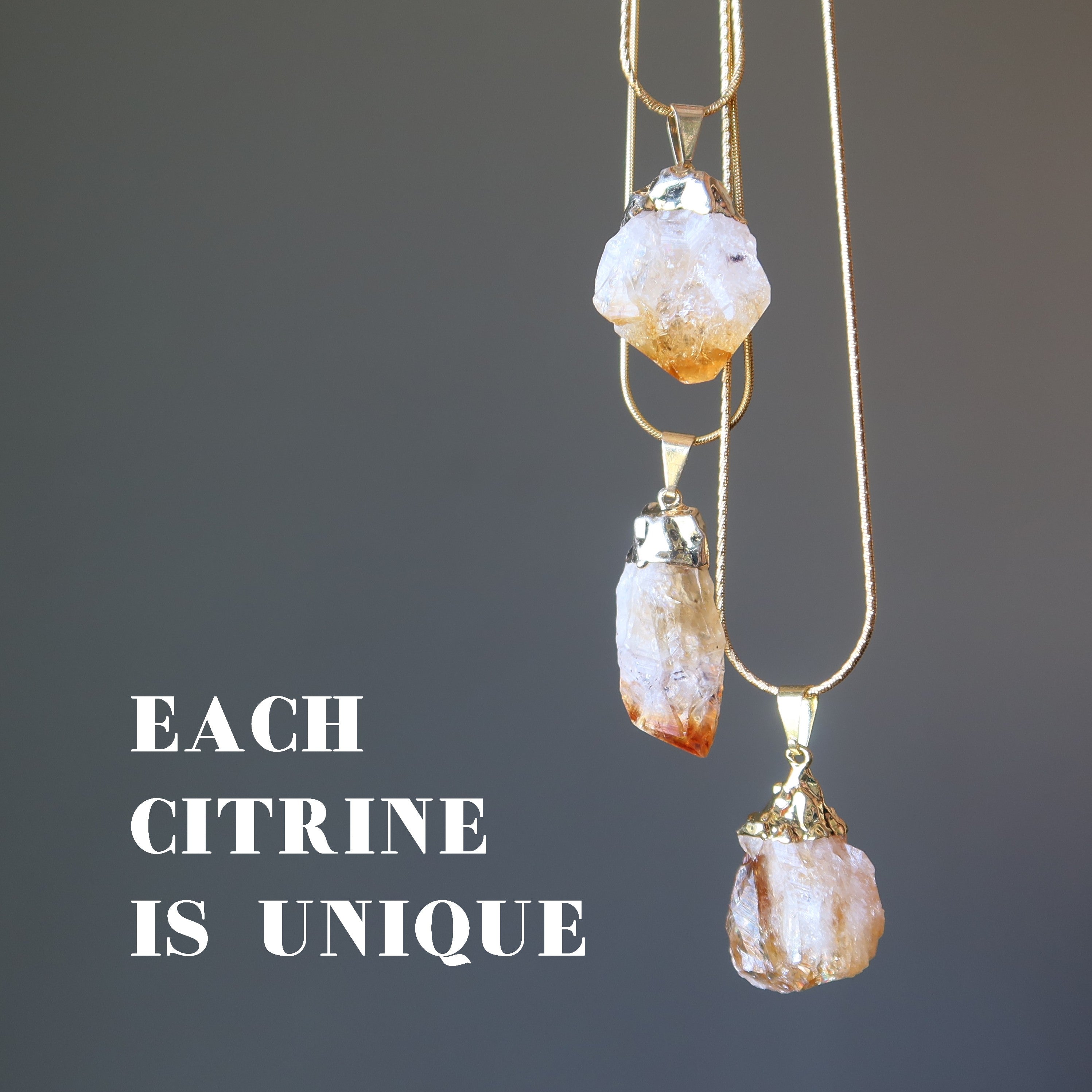 Citrine Necklace Prosperity Raw Gemstone Gold