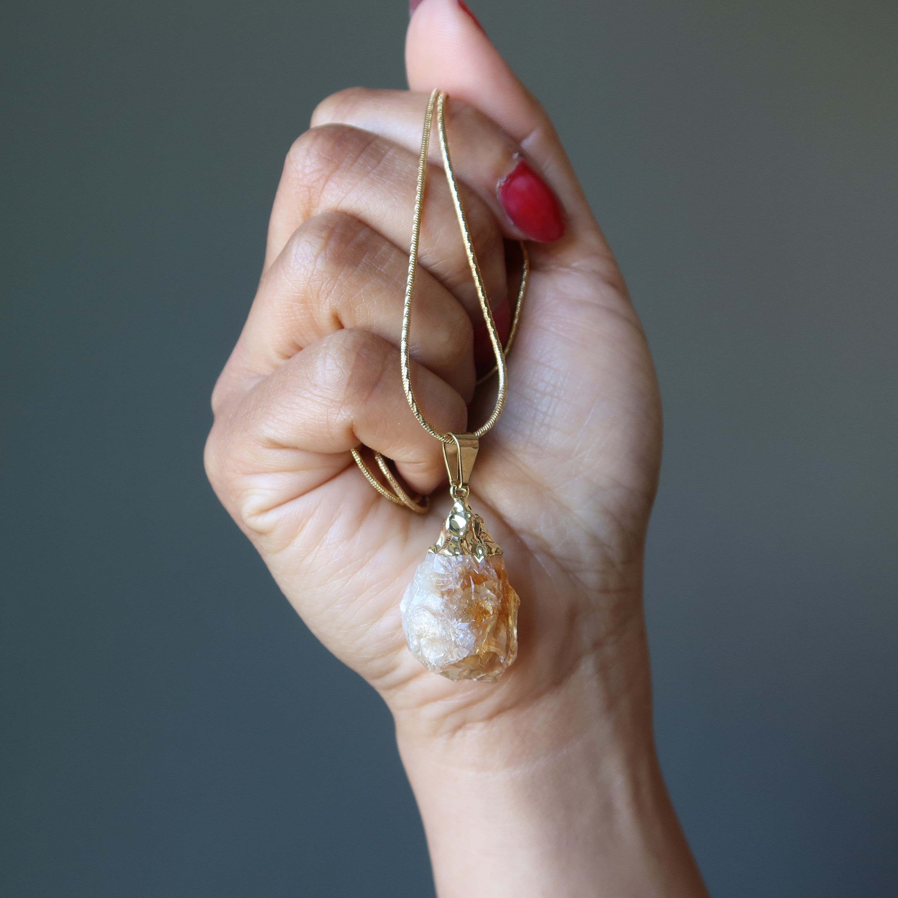 Citrine Necklace Prosperity Raw Gemstone Gold