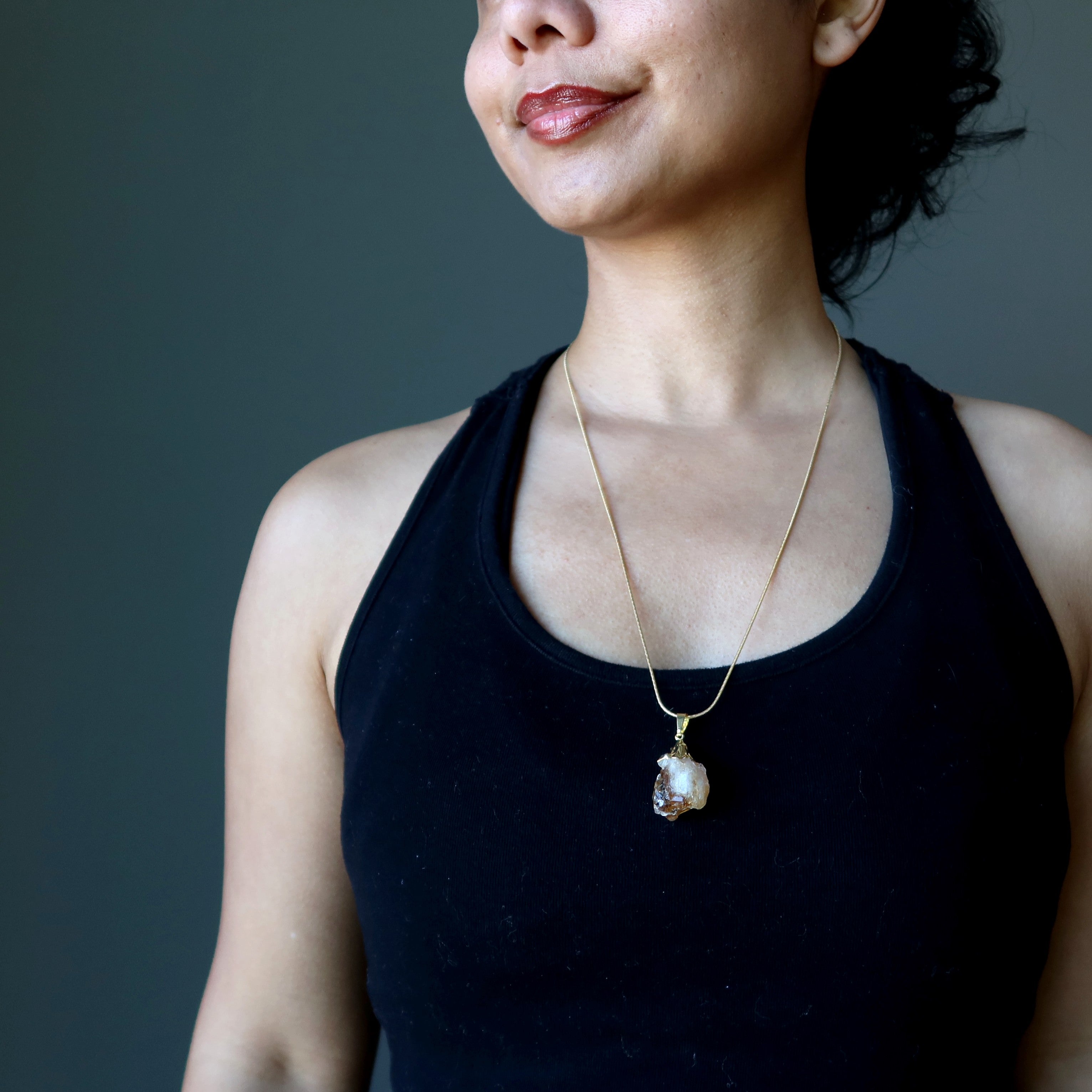 Citrine Necklace Prosperity Raw Gemstone Gold