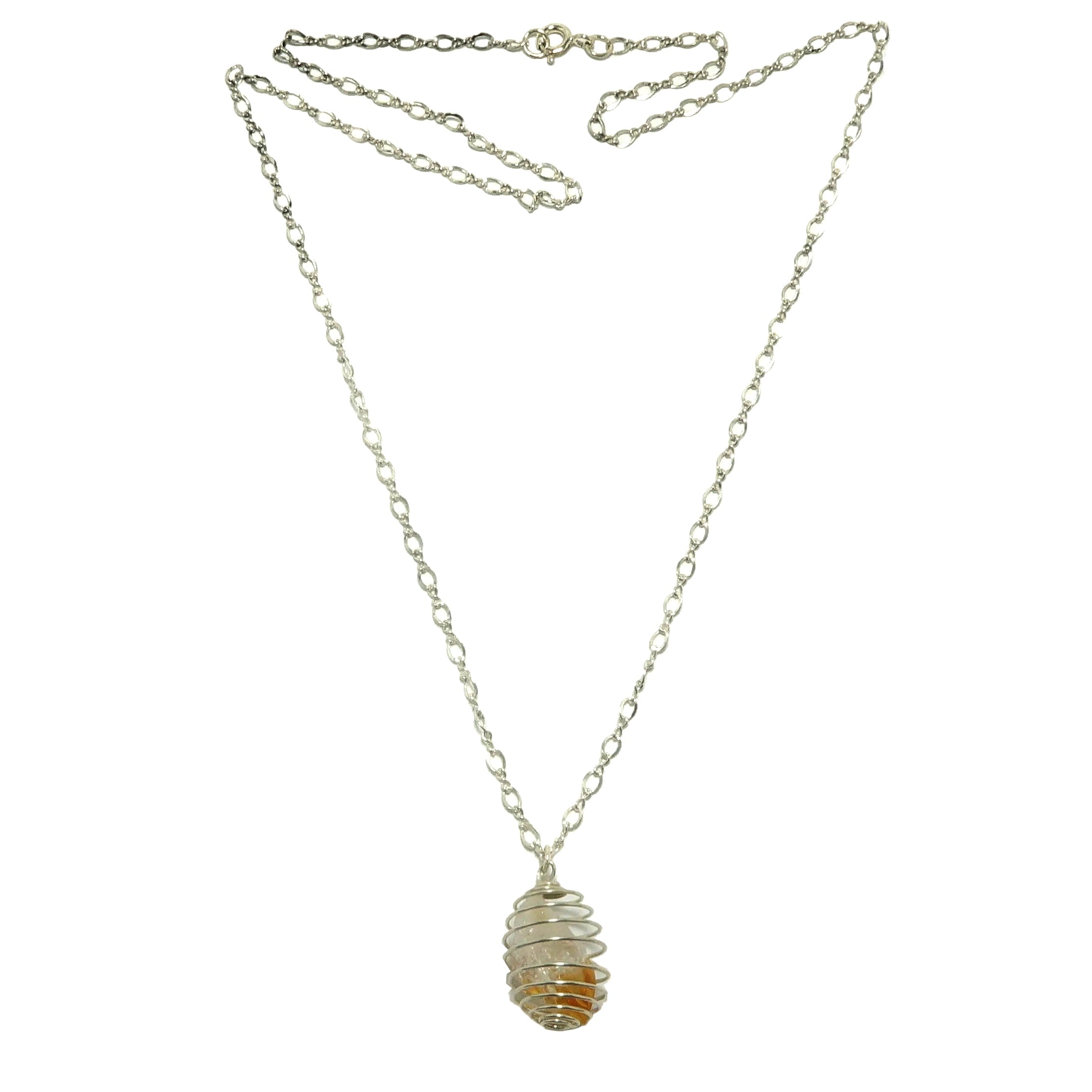Citrine Necklace Sunny Money Cage Raw Point Sterling