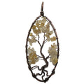 Citrine pendant Tree of Life in antiqued copper wire with yellow gemstone chips for prosperity and joy