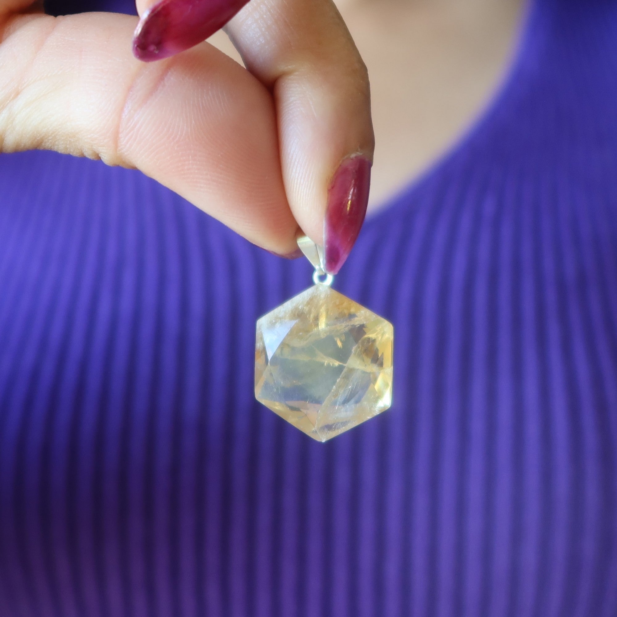 Pendentif Citrine Hexagonal Pierre de l'Âme Malicieuse en Affaires
