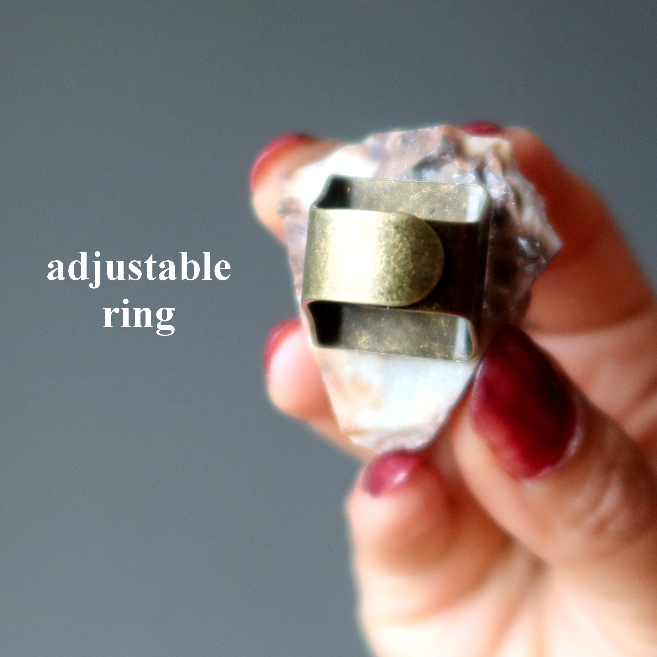 Citrine Ring Rich Geode Antiqued Bronze Adjustable