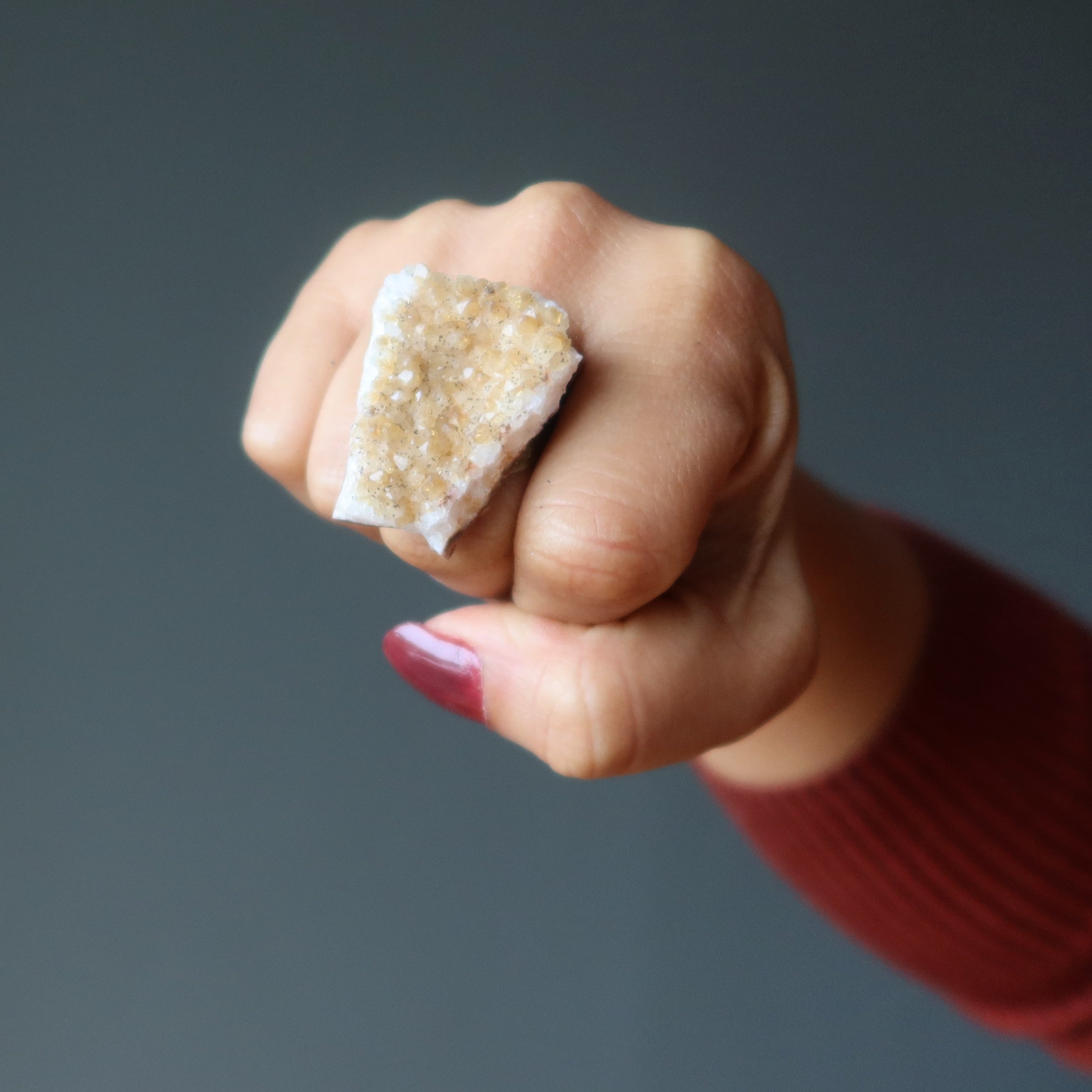 Citrine Ring Rich Geode Antiqued Bronze Adjustable