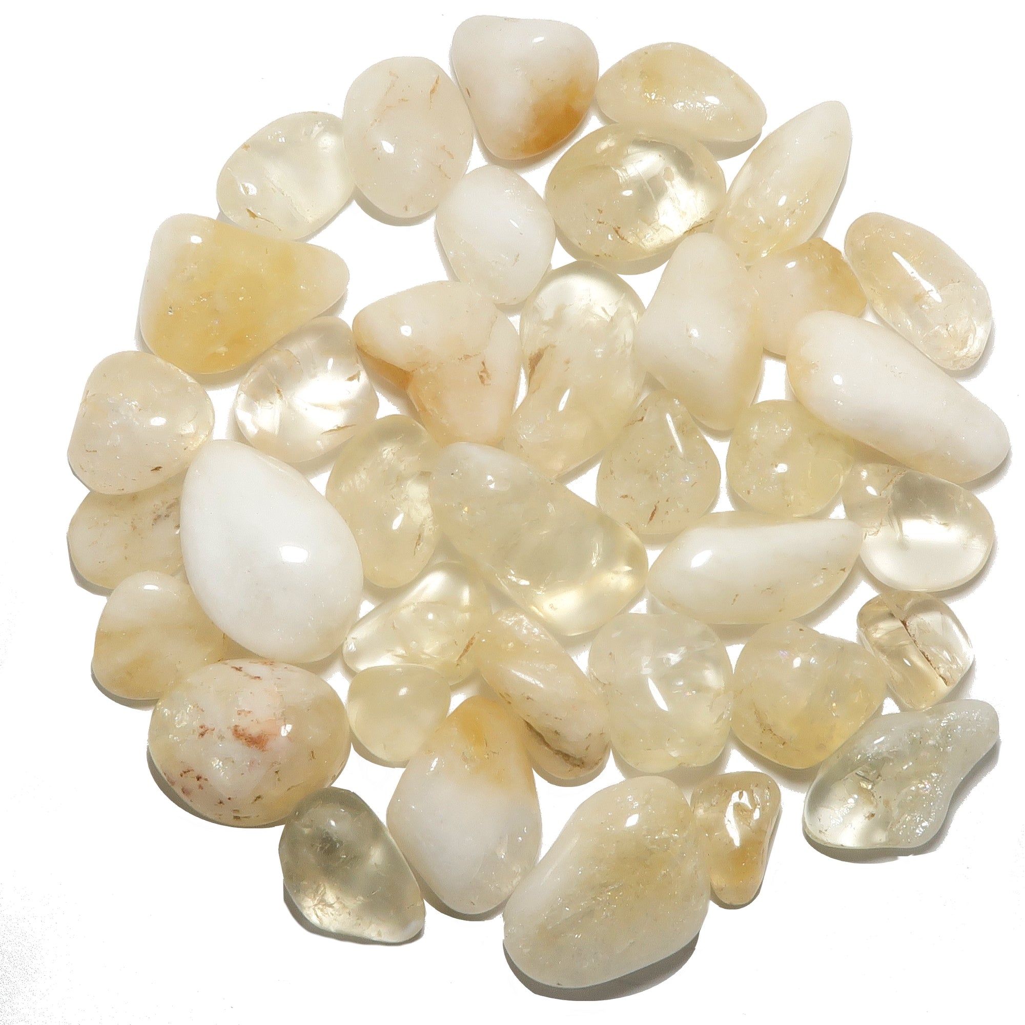 Citrine Pierres Roulées Lot de 38 Gemmes Jaune Clair "Morning Glow"