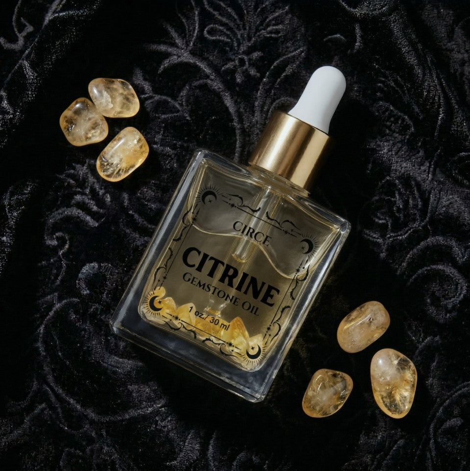 Huile Corps Citrine – Huile Rituelle Abondance & Éclat Cristallin