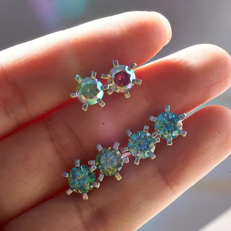 Boucles d'oreilles clous en moissanite 1 carat D VVS en argent sterling 925, coupe 3EX, pour femme (usage quotidien)