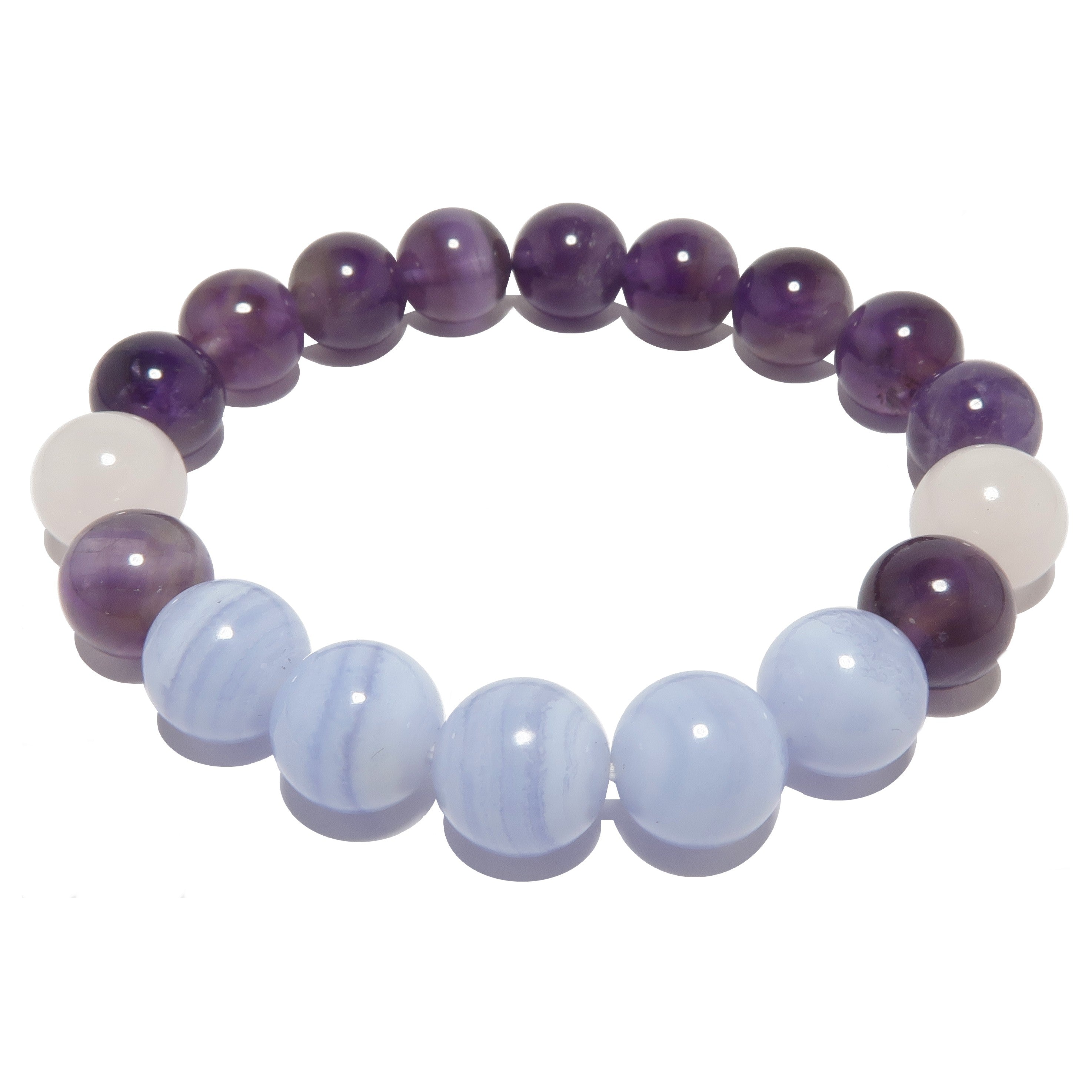 Kristall-Schlafarmband: Amethyst Rosenquarz Blaue Spitze Achat