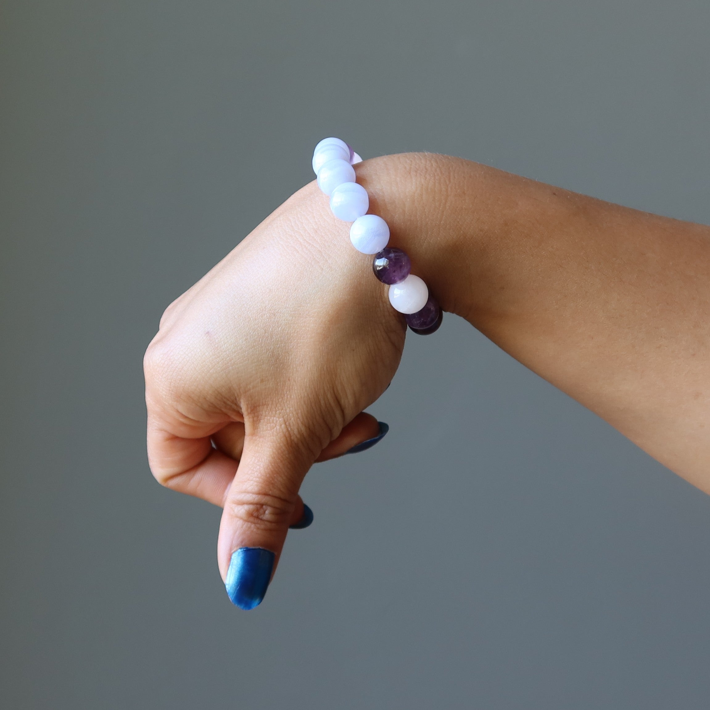 Kristall-Schlafarmband: Amethyst Rosenquarz Blaue Spitze Achat