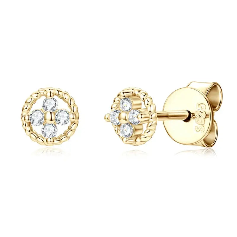 Boucles d'oreilles clous rondes en moissanite couleur D en argent sterling 925 pour femme, idéales pour les fêtes