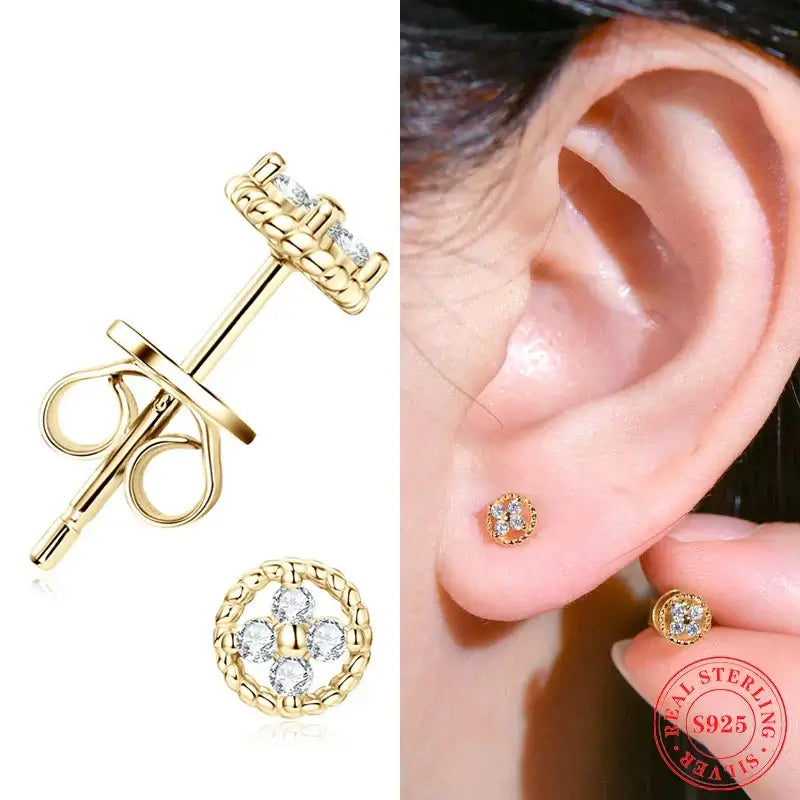 Boucles d'oreilles clous rondes en moissanite couleur D en argent sterling 925 pour femme, idéales pour les fêtes