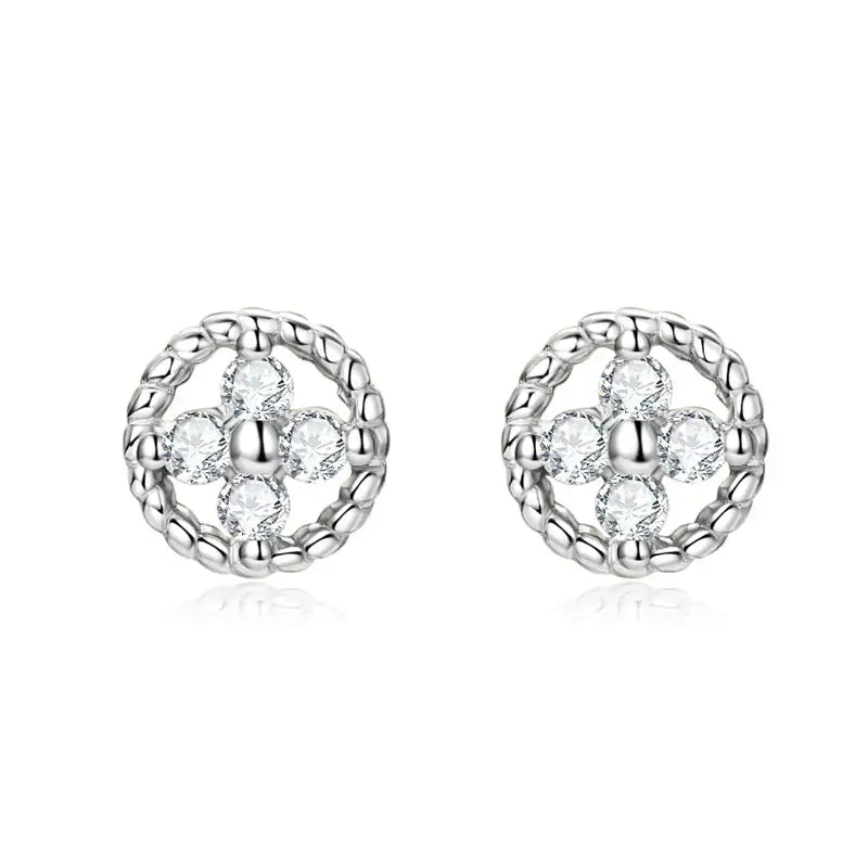 Boucles d'oreilles clous rondes en moissanite couleur D en argent sterling 925 pour femme, idéales pour les fêtes