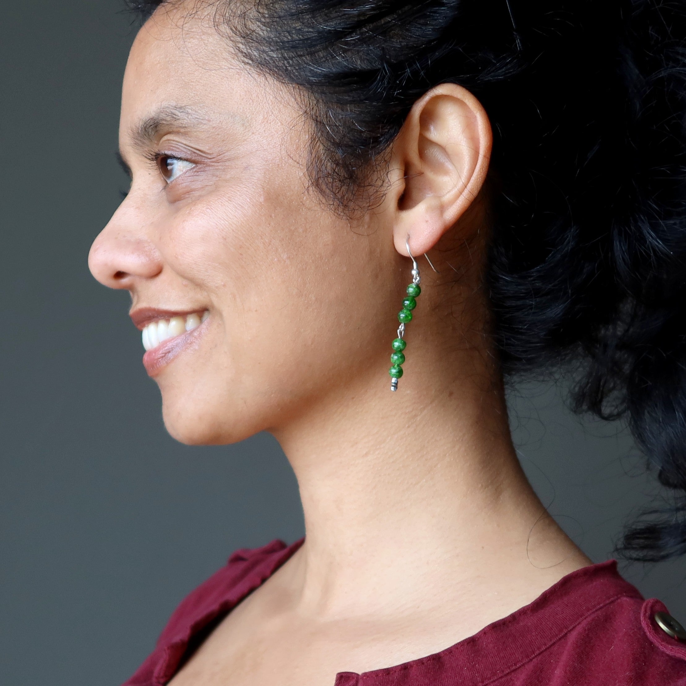 Boucles d'oreilles Diopside Étoile Vert Argent Sterling