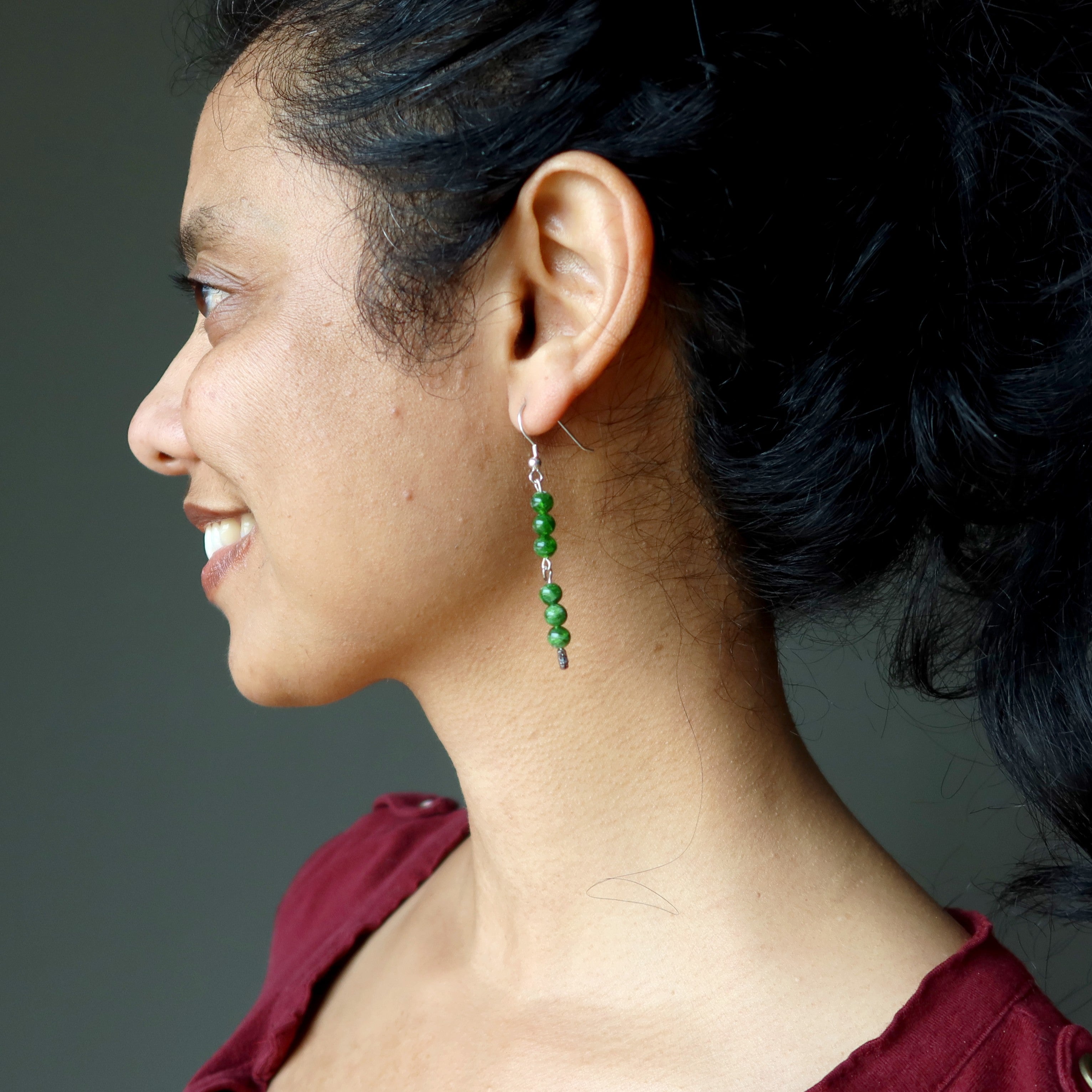 Boucles d'oreilles Diopside Étoile Vert Argent Sterling