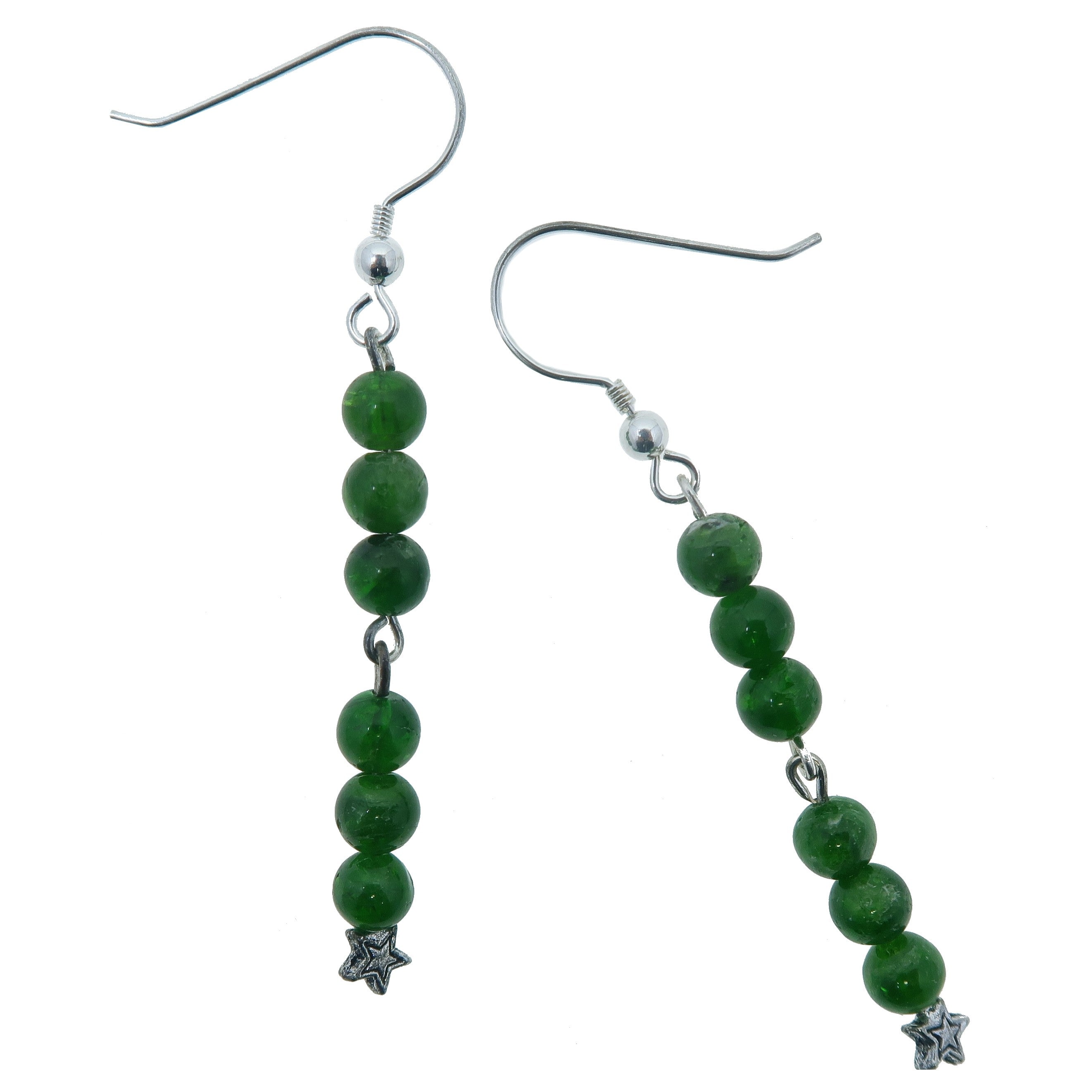 Boucles d'oreilles Diopside Étoile Vert Argent Sterling