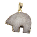 Druzy Quartz Pendant Polar Bear Animal Gold