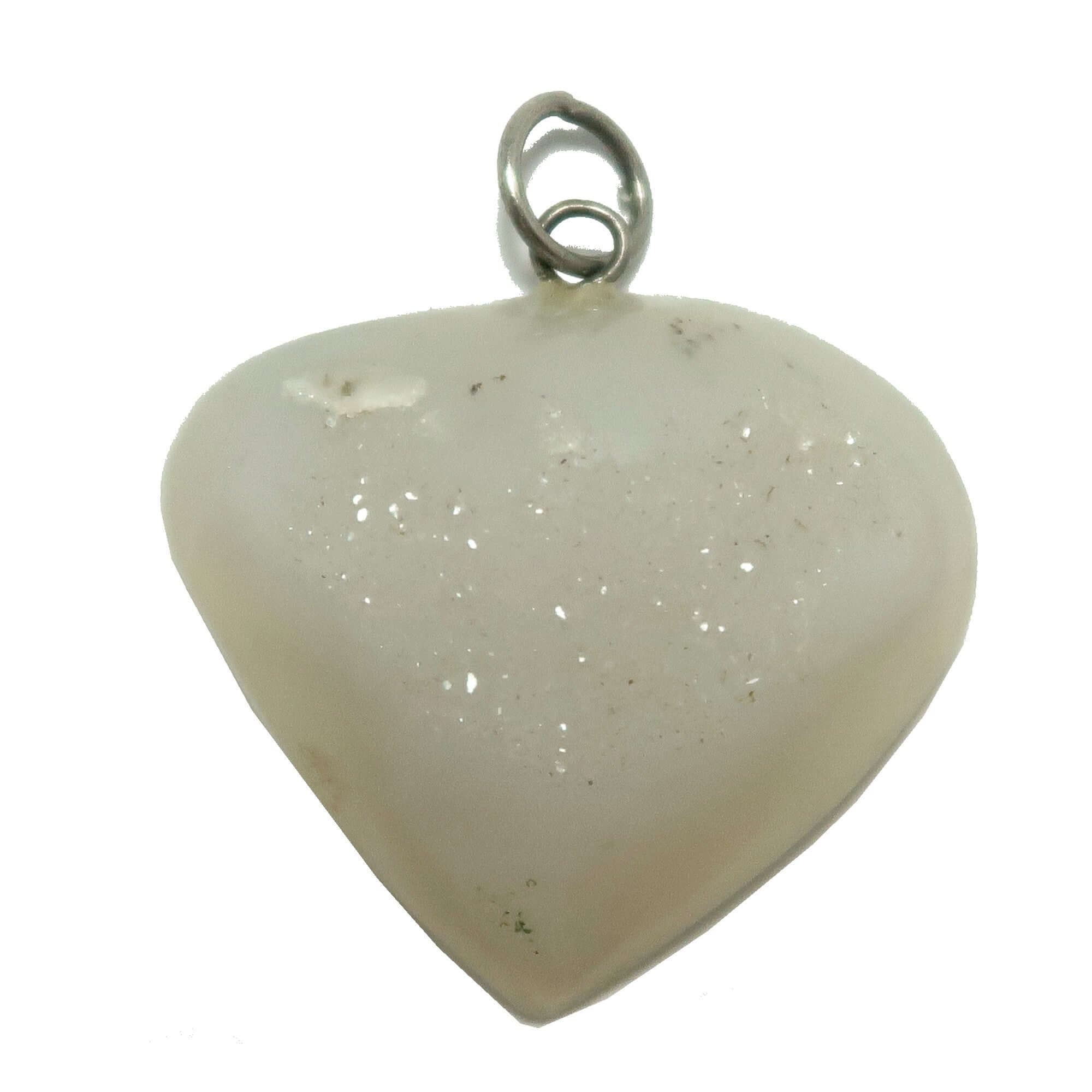 Pendentif Quartz Drusy Blanc Goutte Divinité Éblouissante