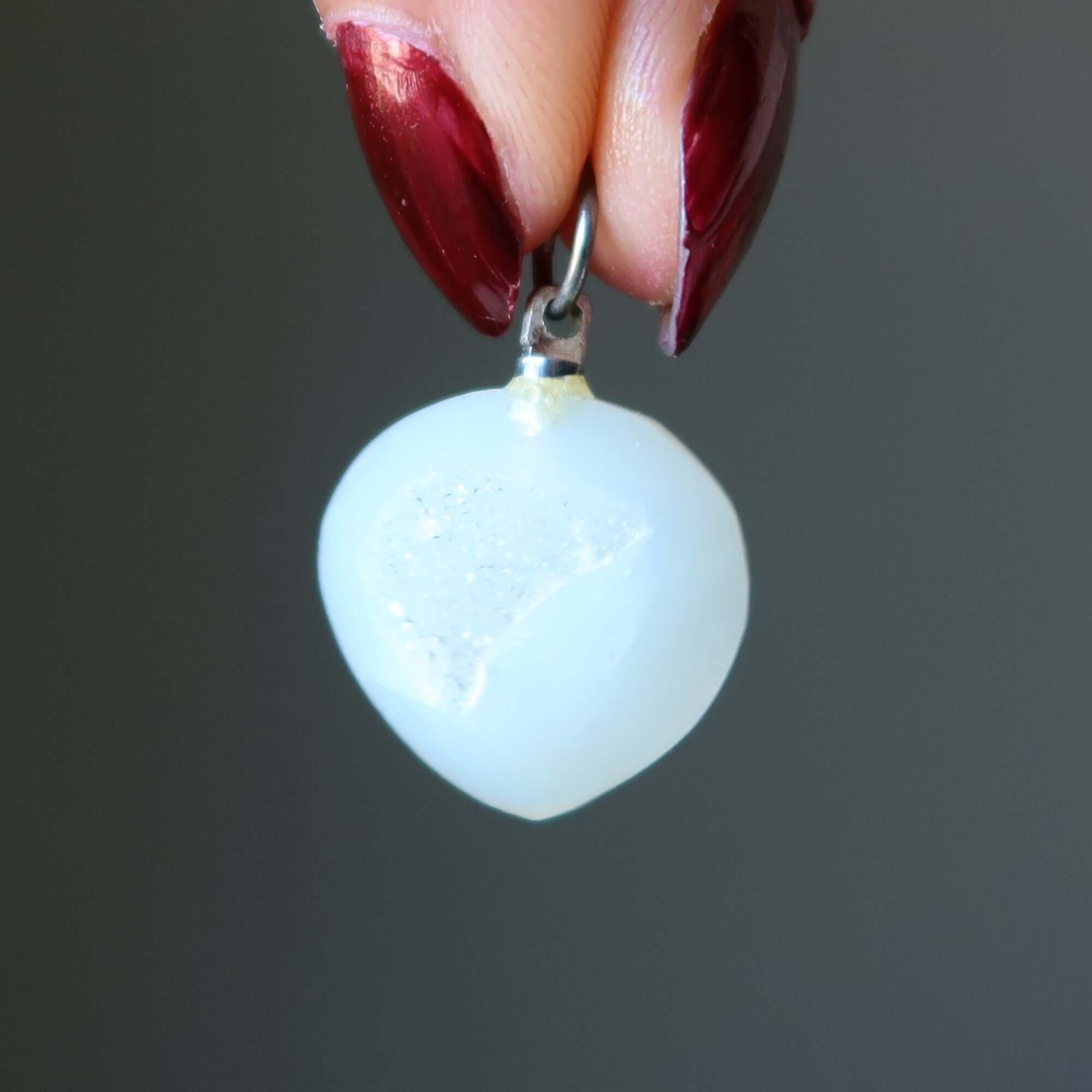 Pendentif Quartz Drusy Blanc Goutte Divinité Éblouissante