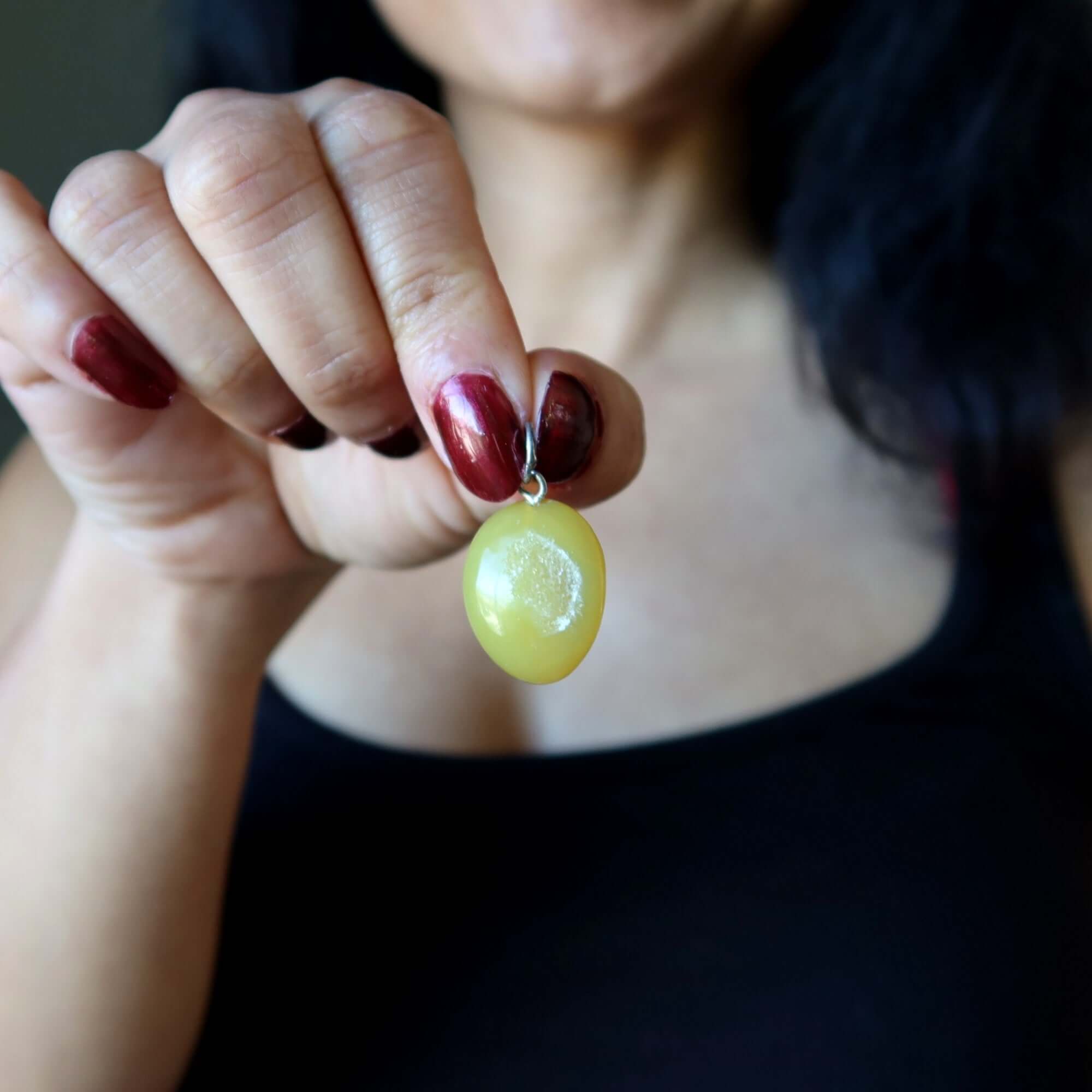 Druzy Quartz Pendant Oval Yellow Agate Stone