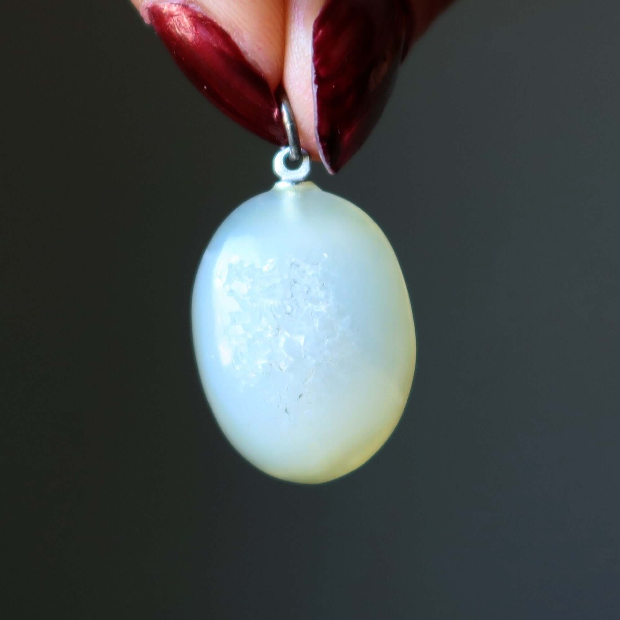 Druzy Quartz Pendant Oval Yellow Agate Stone