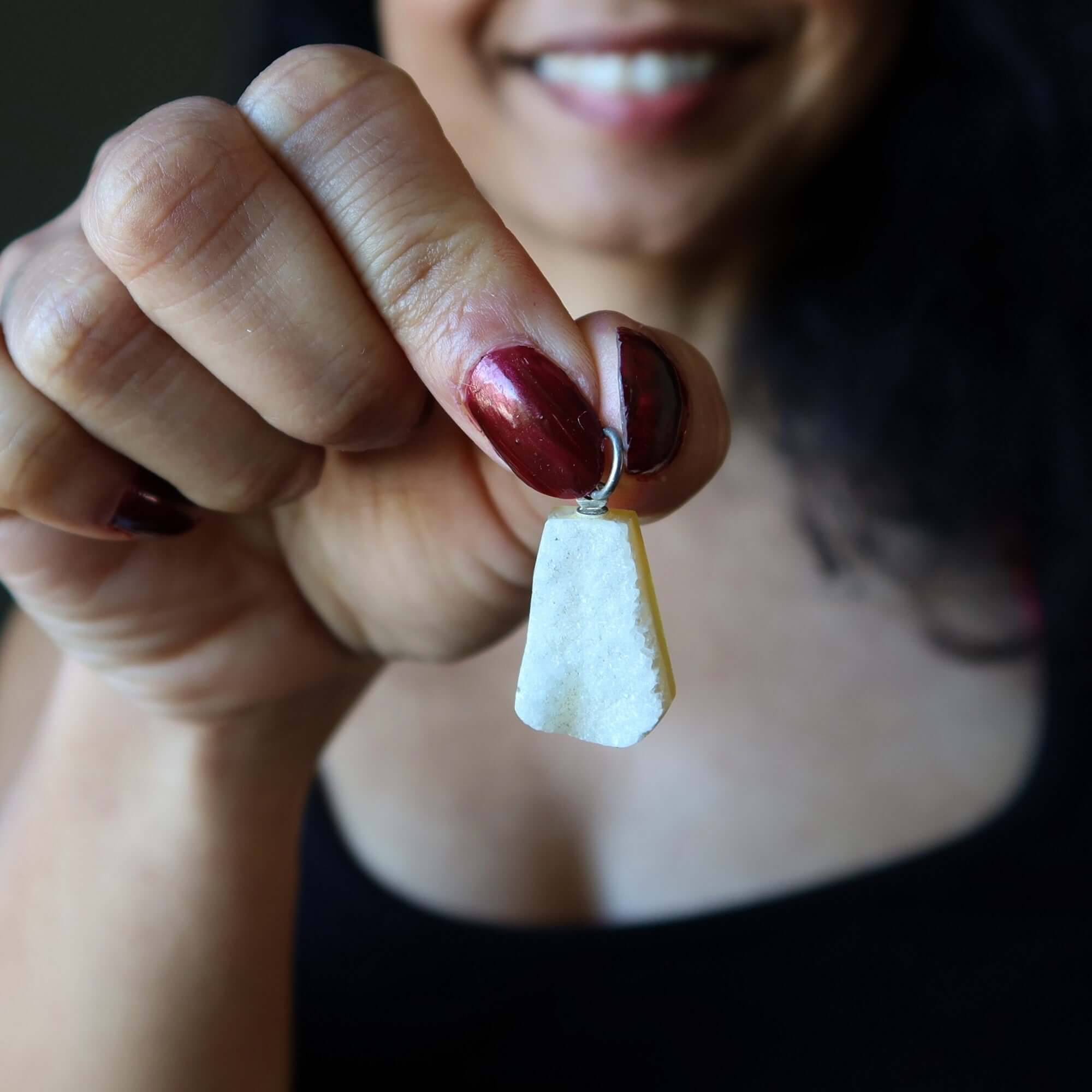 Druzy Quartz Pendant Believe in Destiny