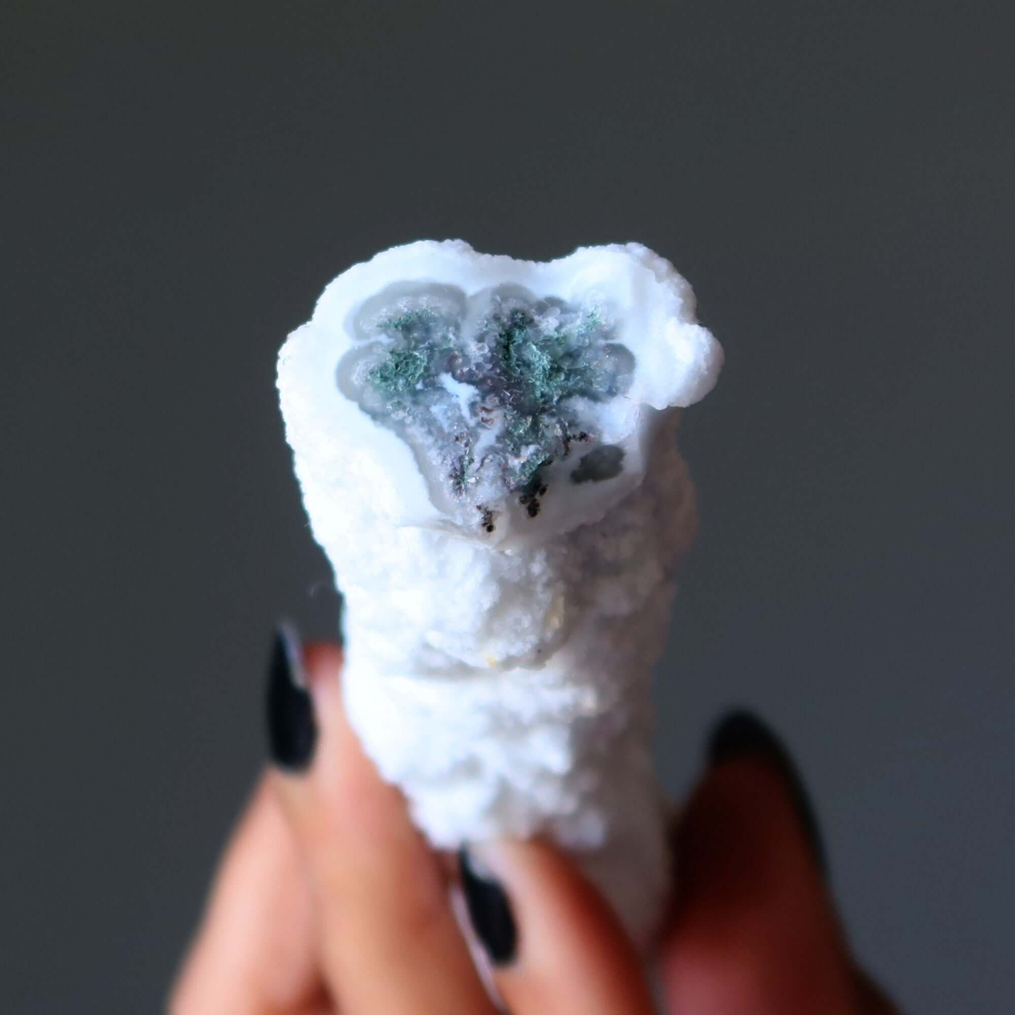Druzy Quartz Raw Crystal Wand Moss Agate Stalactite