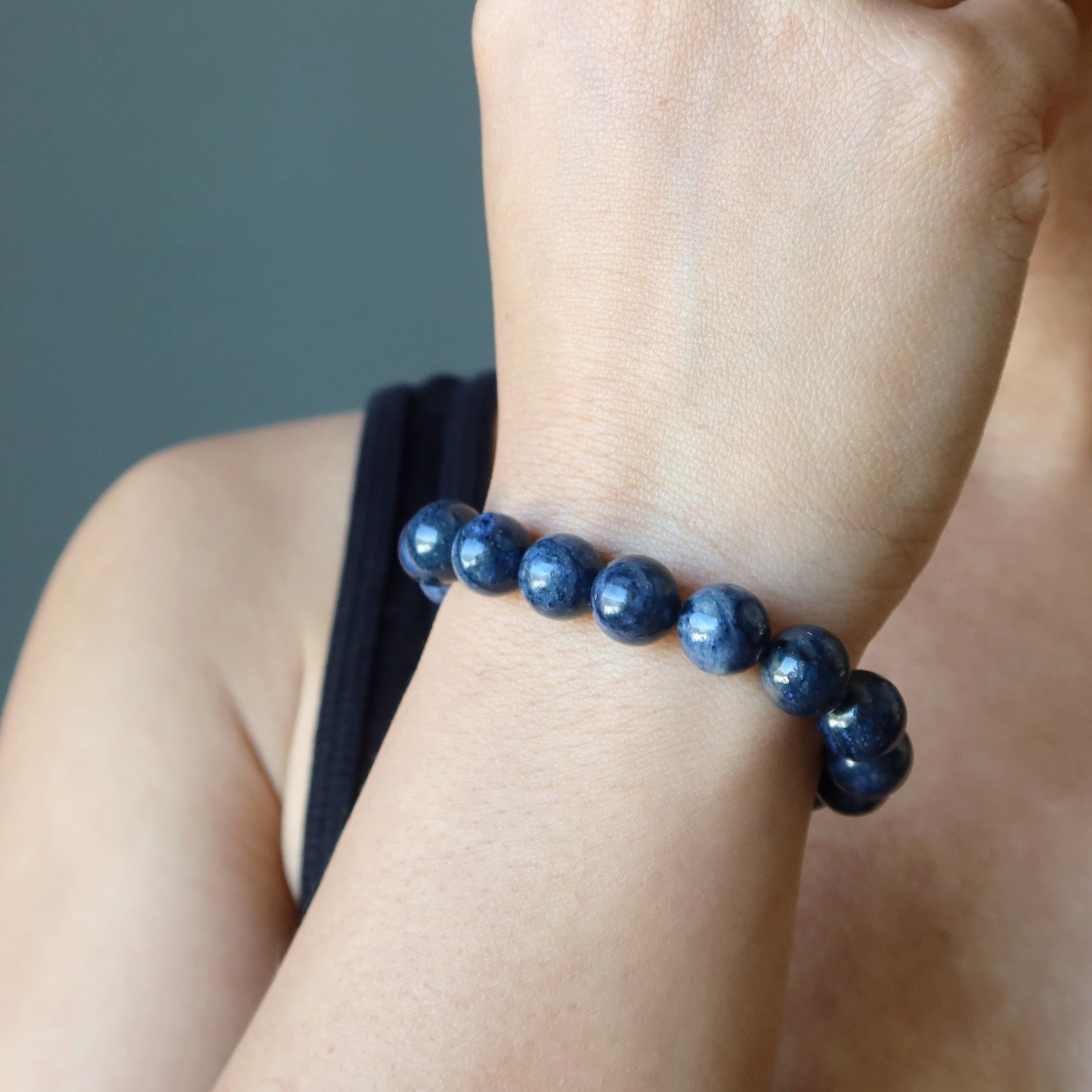Dumortierite Bracelet Natural Gemstone Beads Blue Can-Do