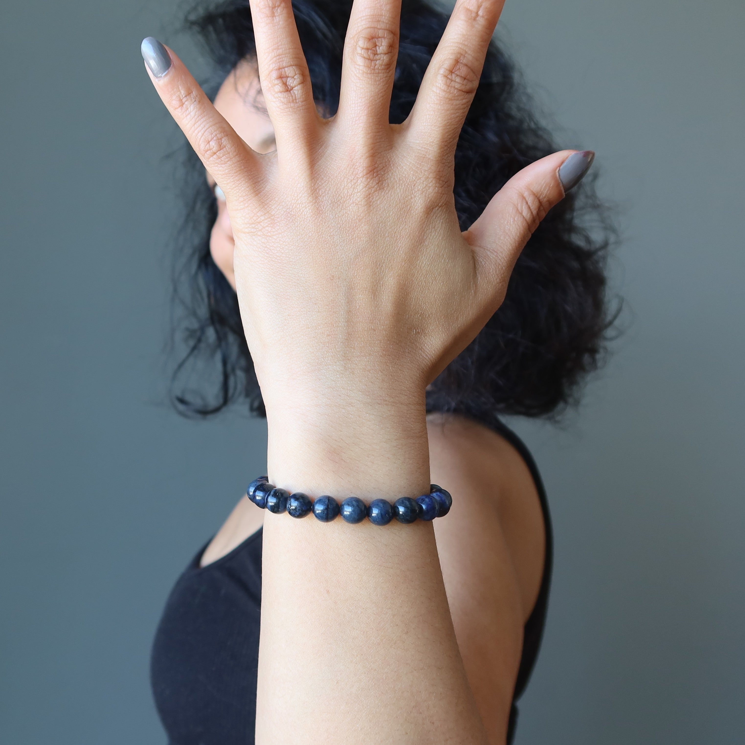 Dumortierite Bracelet Natural Gemstone Beads Blue Can-Do