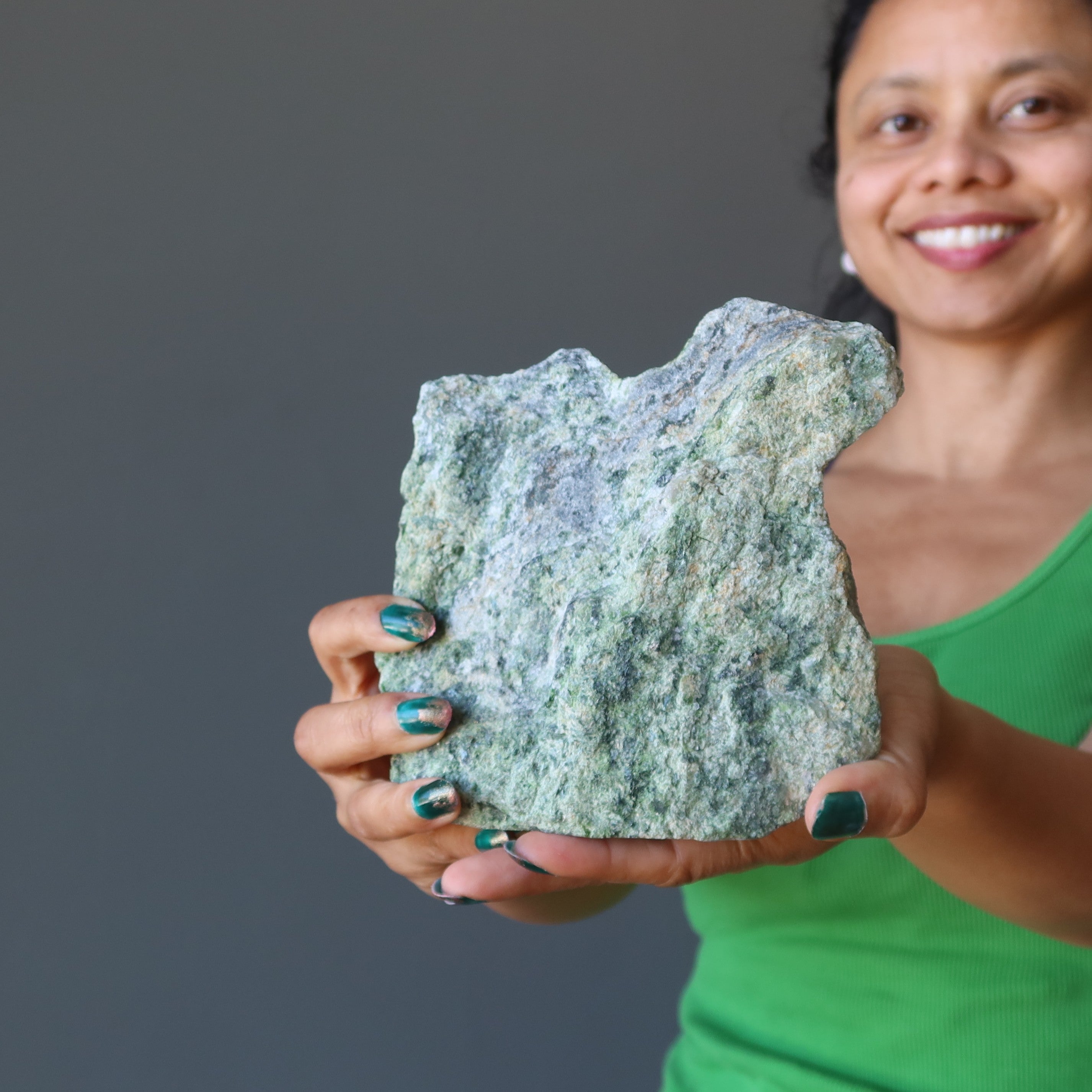 Epidote Raw Gemstone Mineral Wall of Wealth Money Standing Stone