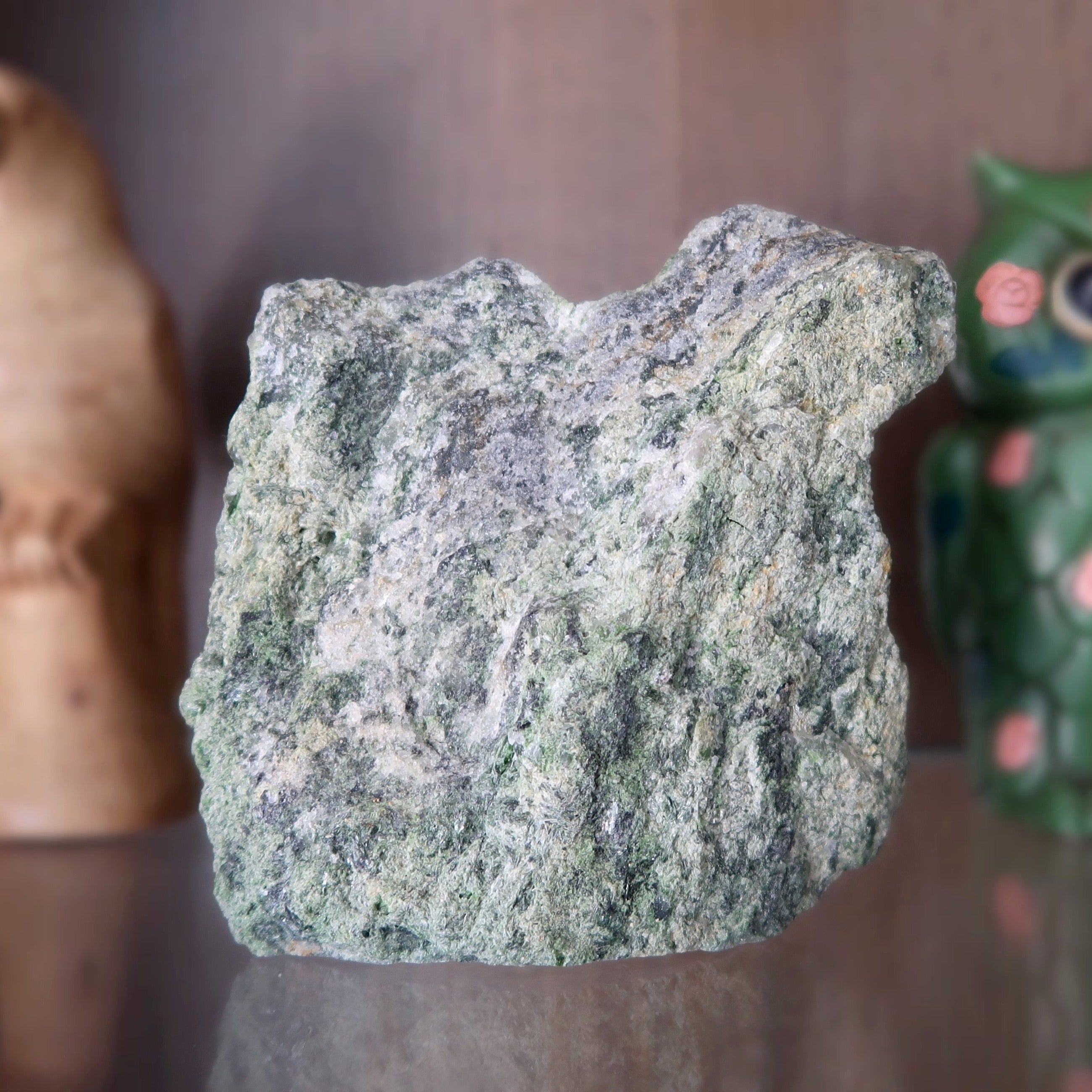Epidote Raw Gemstone Mineral Wall of Wealth Money Standing Stone
